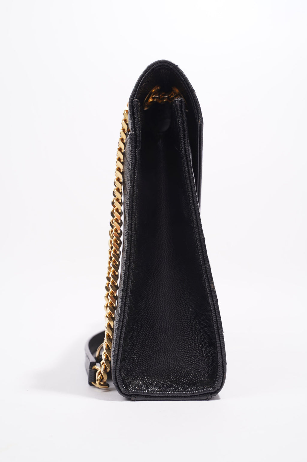 SAINT LAURENT WOMENS ENVELOPE BAG BLACK LEATHER LARGE