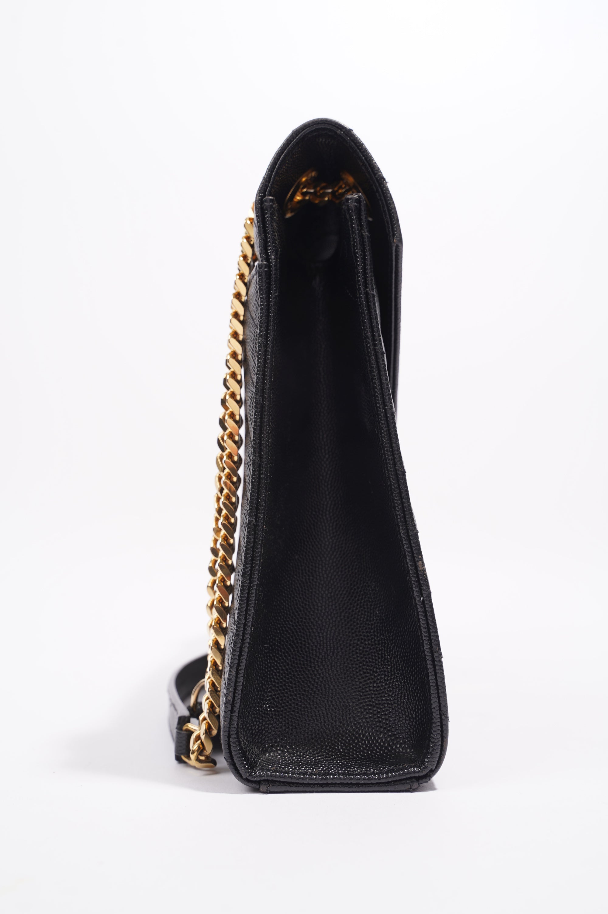 SAINT LAURENT WOMENS ENVELOPE BAG BLACK LEATHER LARGE