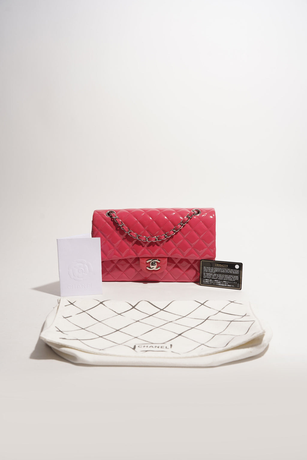 Chanel Womens Classic Flap Patent Pink Medium