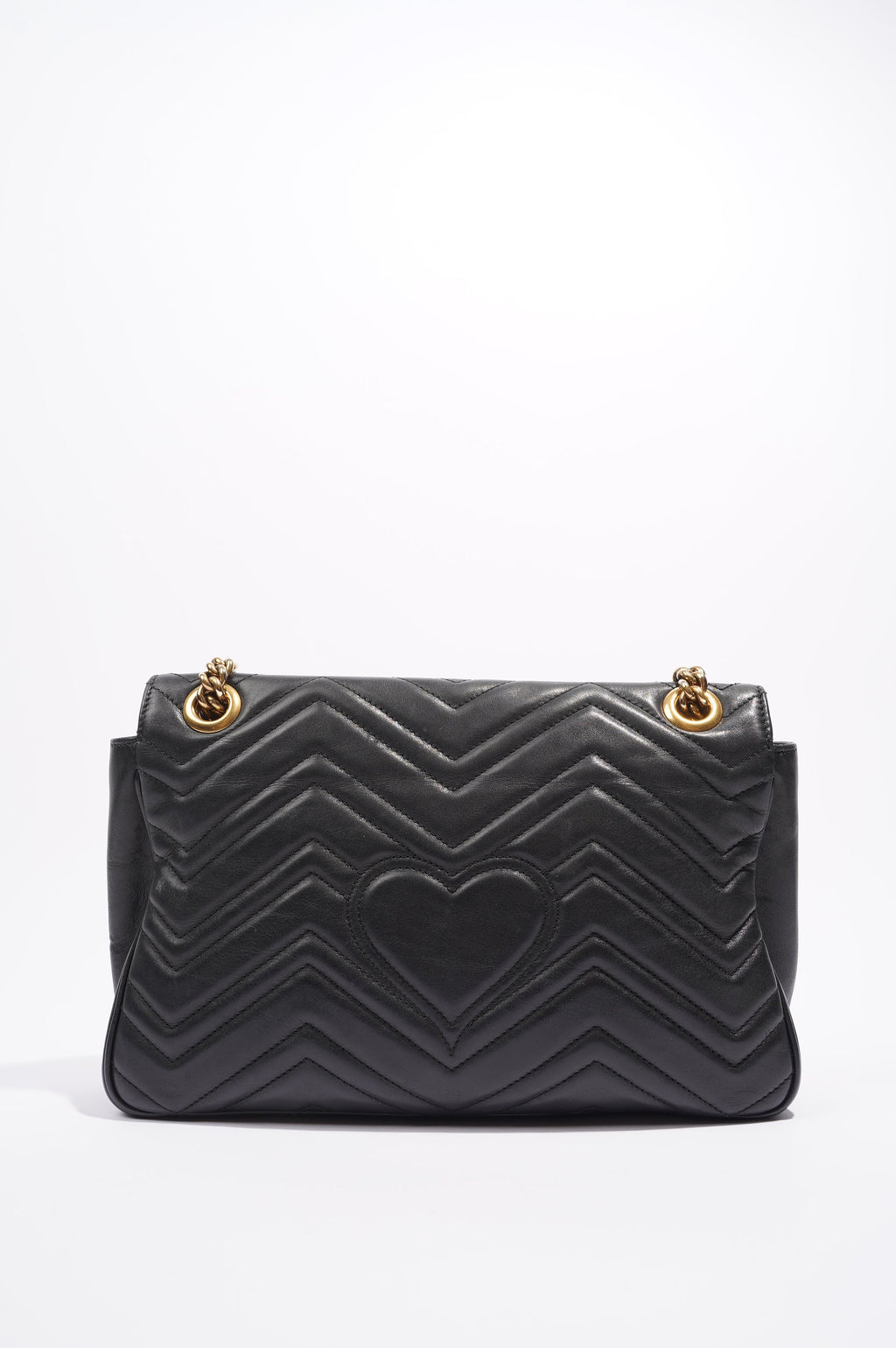 Gucci Womens Marmont Flap Bag Black Leather Medium