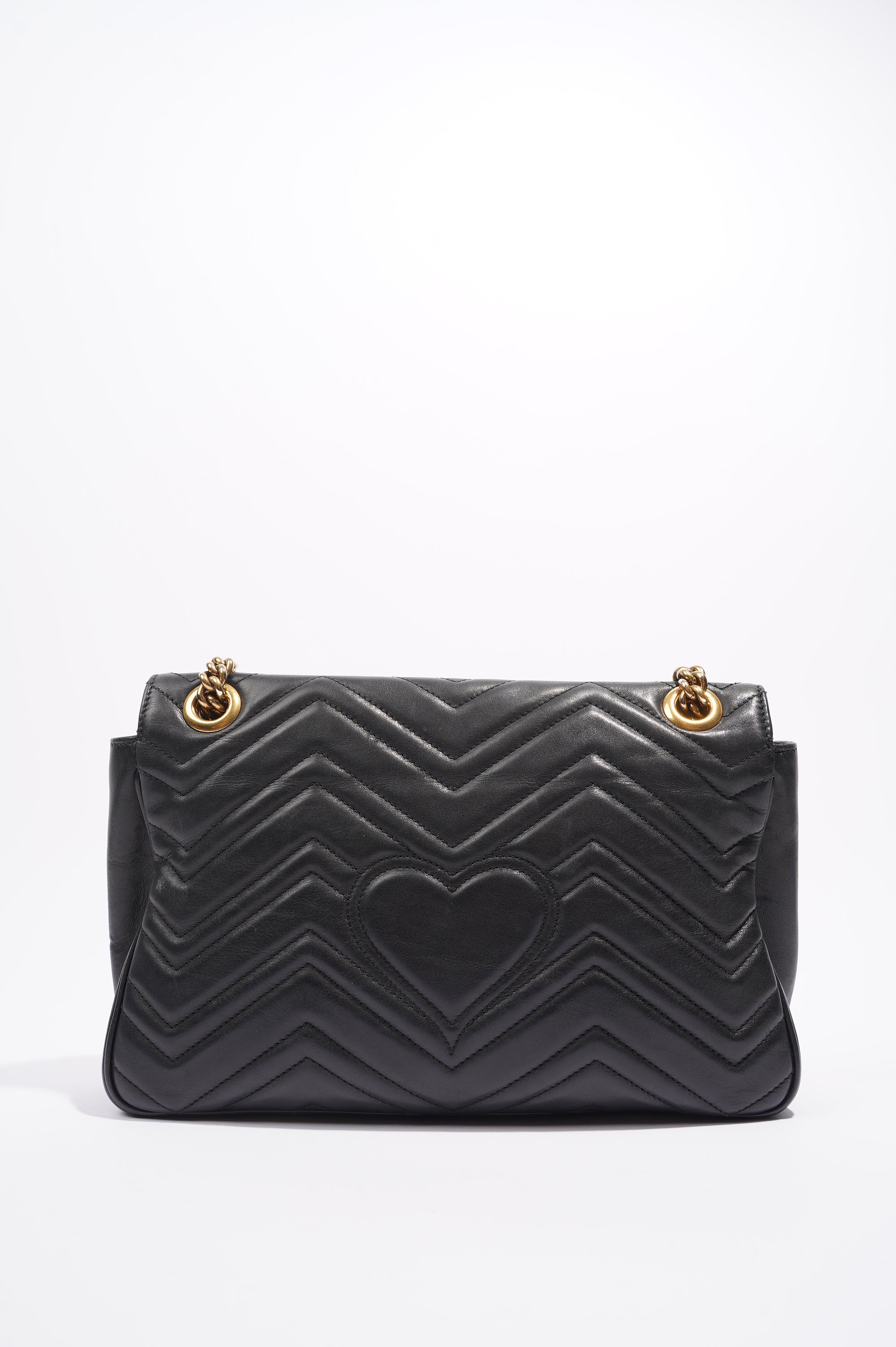 Gucci Womens Marmont Flap Bag Black Leather Medium