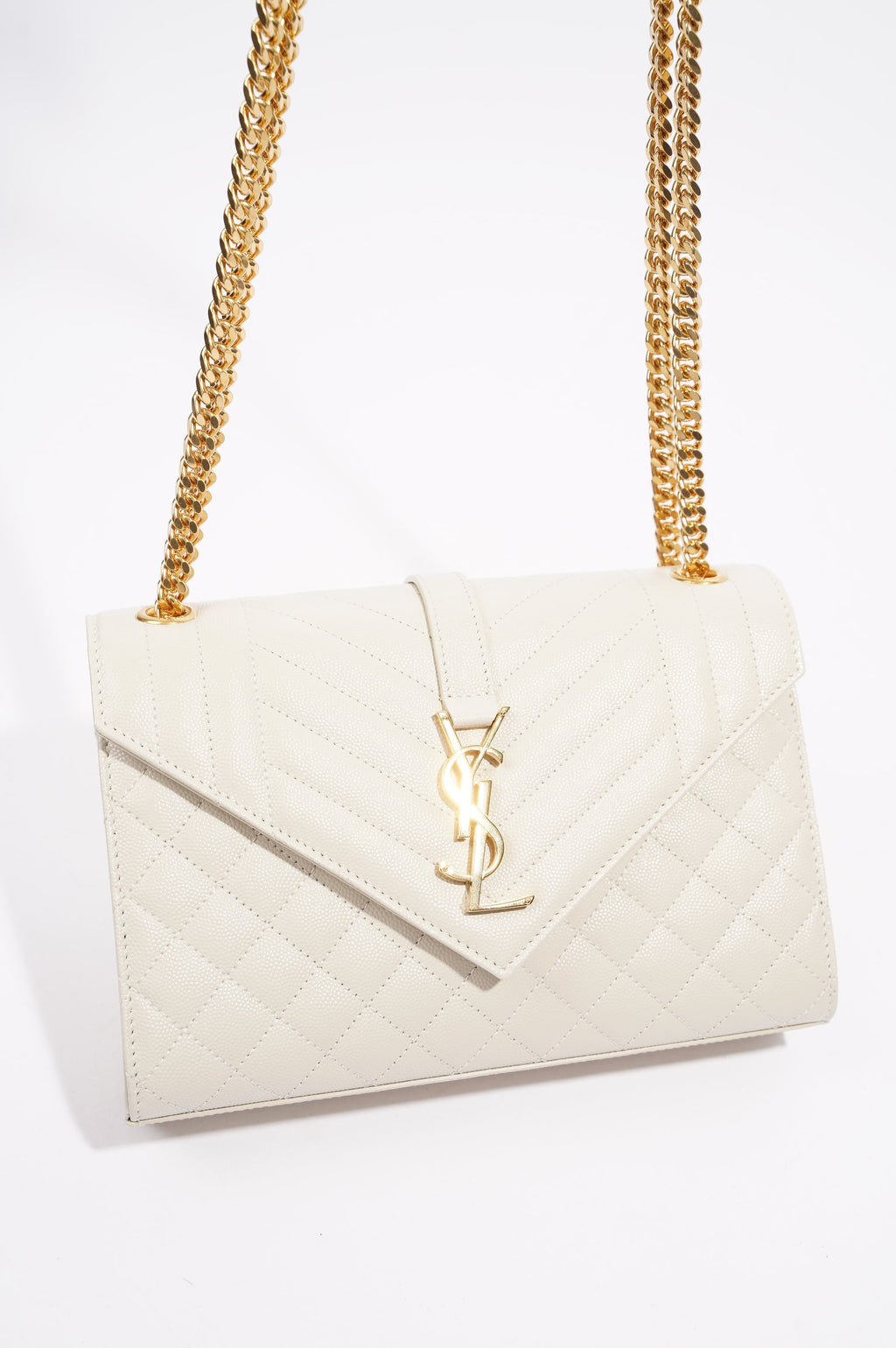 Saint Laurent Womens Envelope Medium Bag Cream