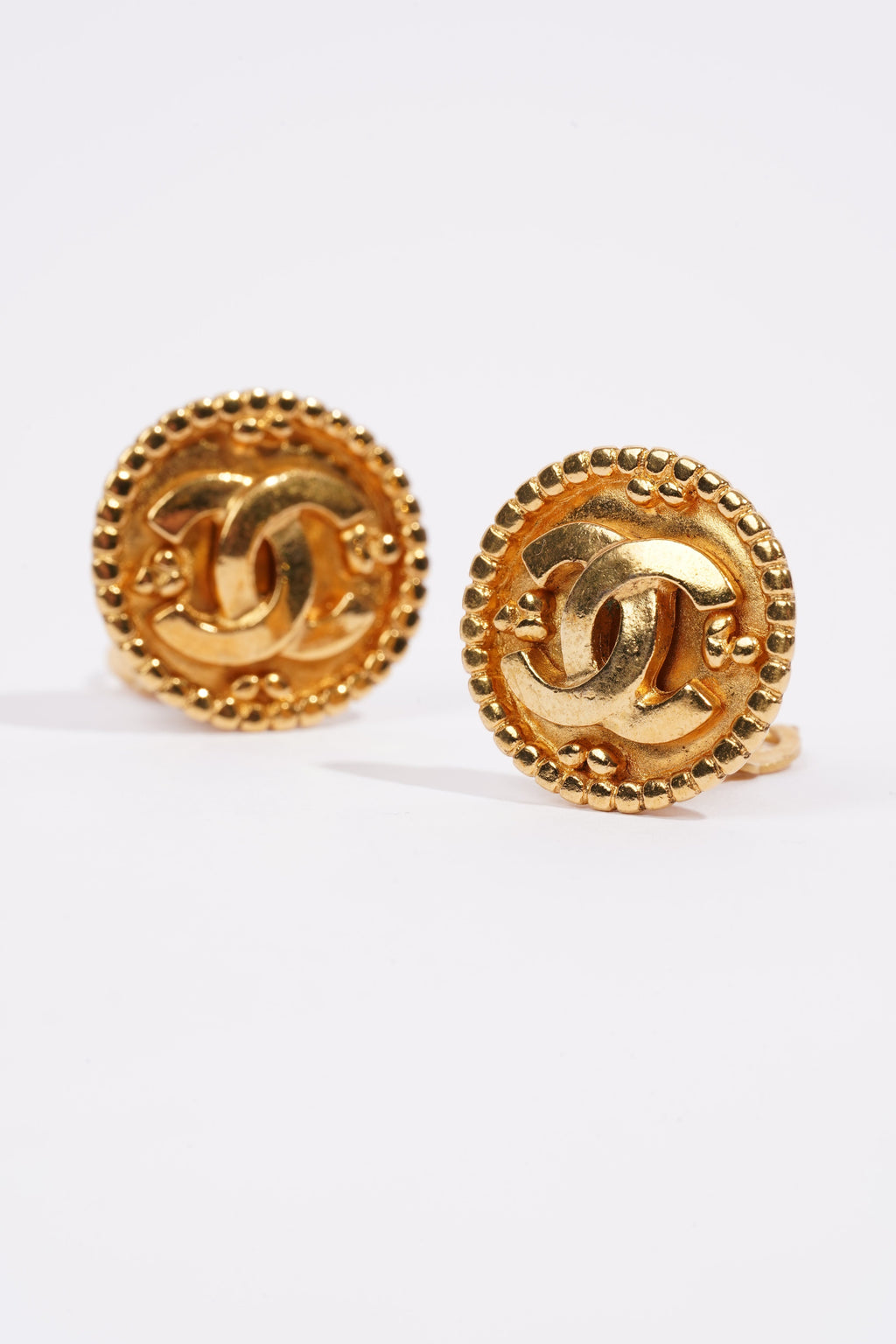 Chanel Logo Earrings Gold Gold Plated