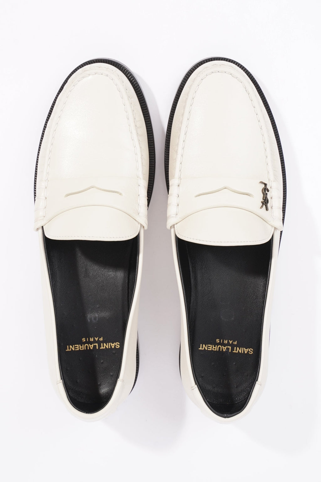 Saint Laurent Womens Le Loafer 15 Mocassin White / Black EU 37.5 / UK 4.5