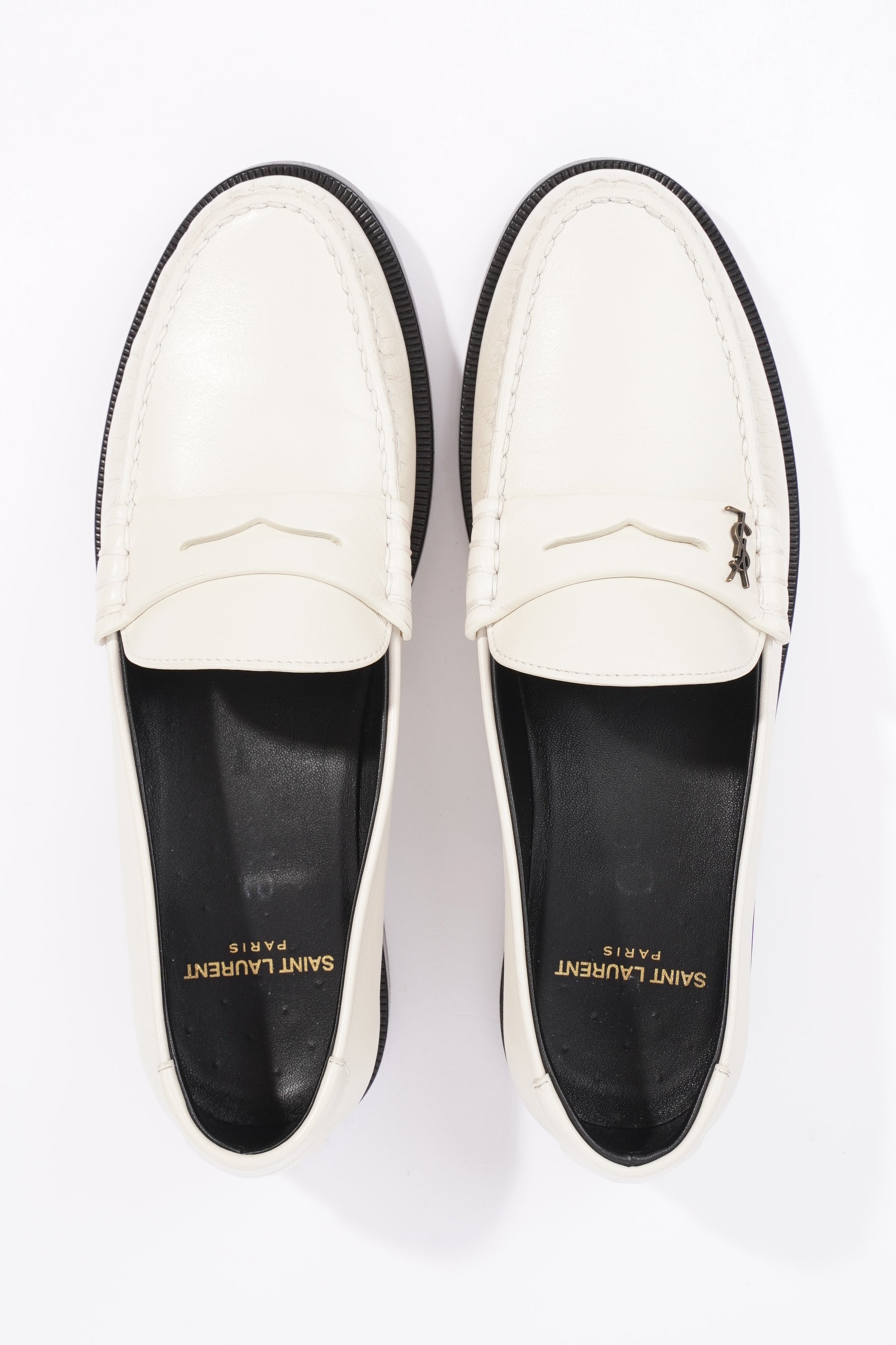 Saint Laurent Womens Le Loafer 15 Mocassin White / Black EU 37.5 / UK 4.5