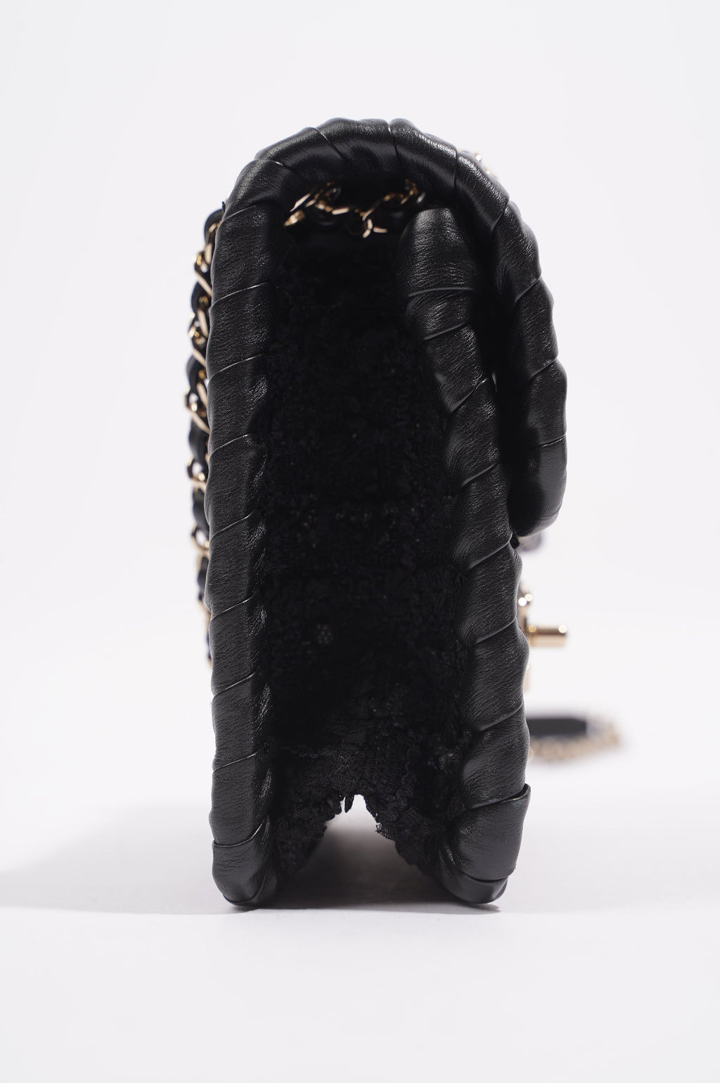 Chanel Womens Flap Bag Black Tweed Mini