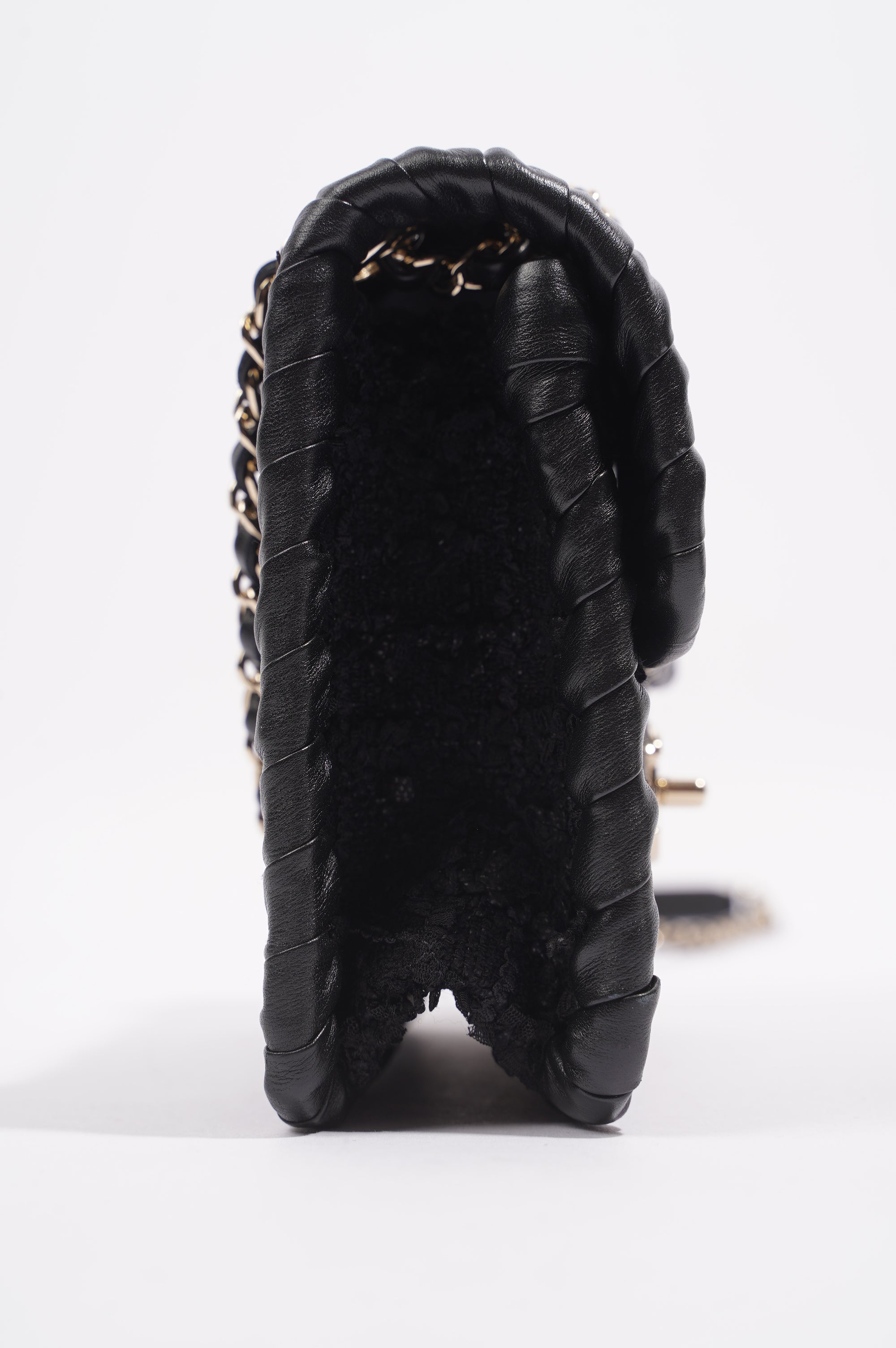 Chanel Womens Flap Bag Black Tweed Mini