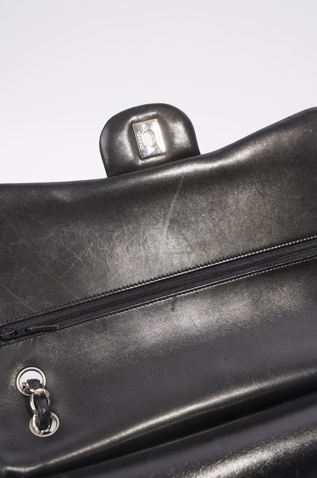 Chanel Double Flap Bag Black Lambskin Leather Large