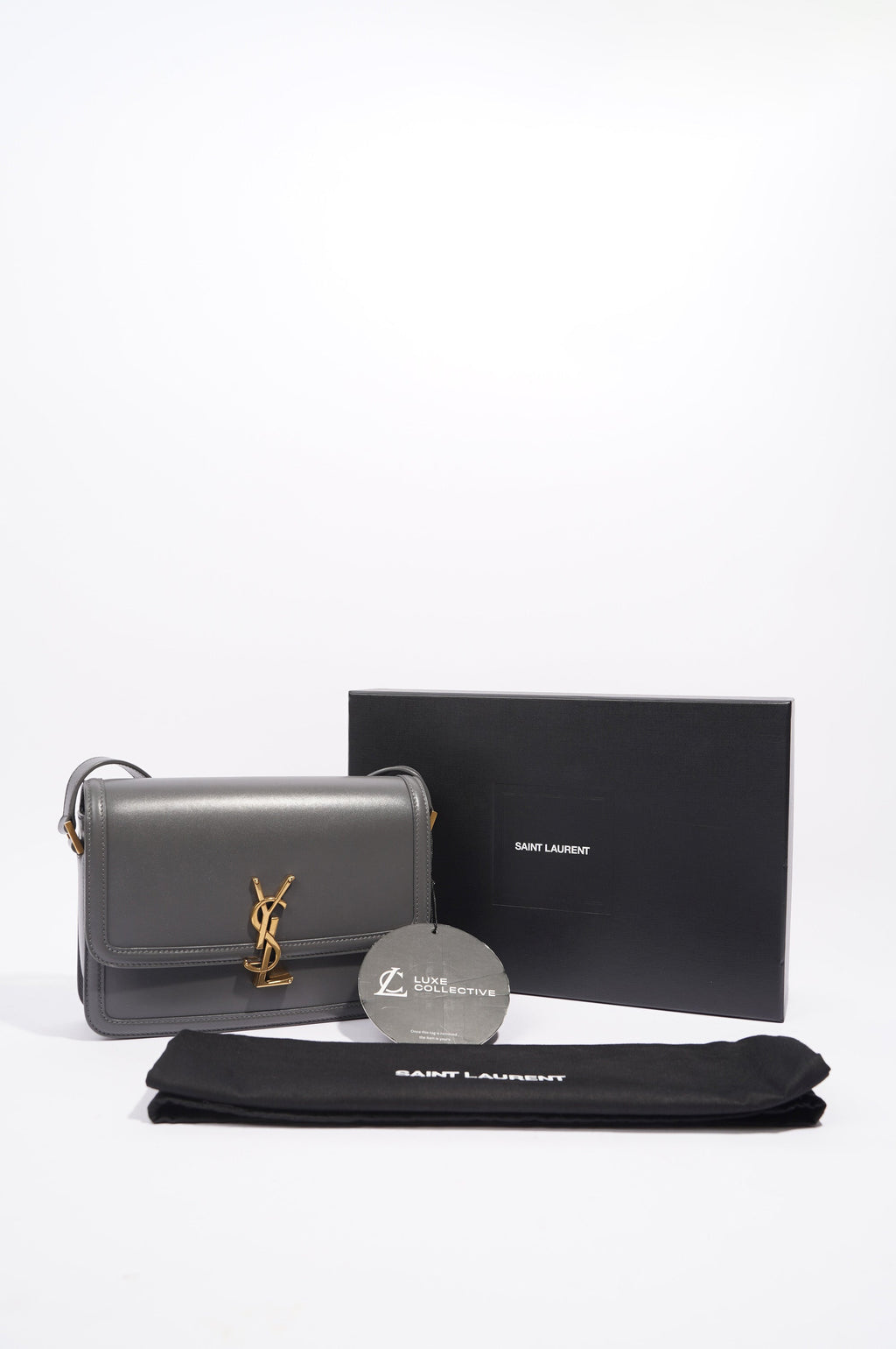 Saint Laurent Solferino Satchel Grey Leather Medium