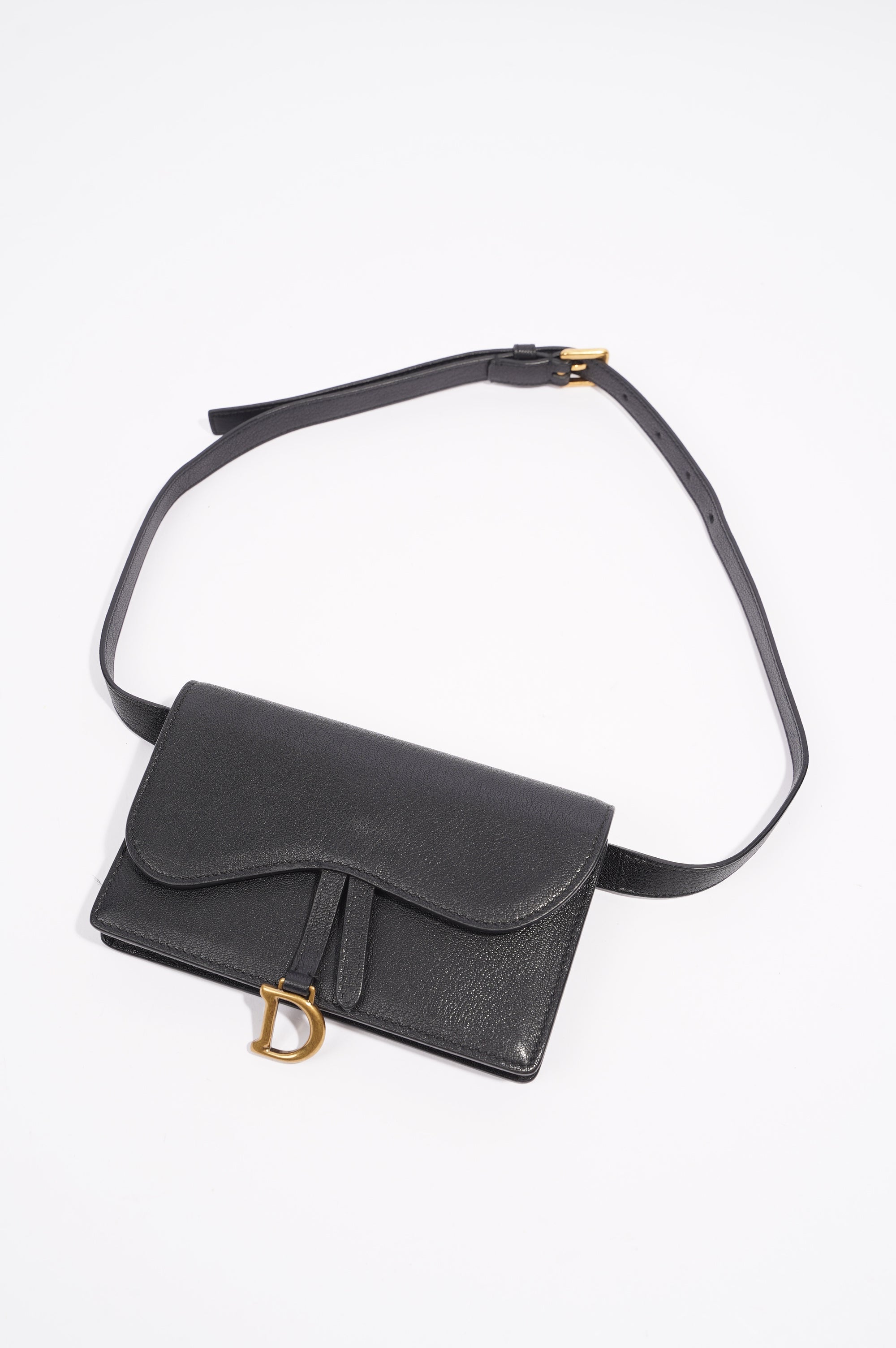 Christian Dior Saddle Belt Pouch Black Leather