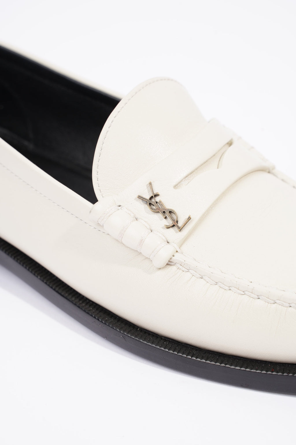 Saint Laurent Womens Le Loafer 15 Mocassin White / Black EU 37.5 / UK 4.5
