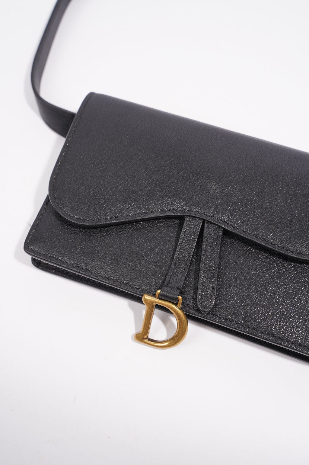Christian Dior Saddle Belt Pouch Black Leather