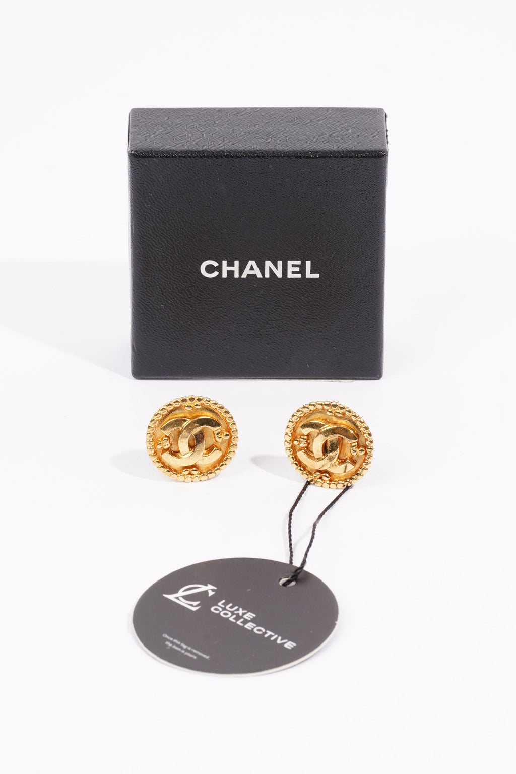 Chanel Logo Earrings Gold Gold Plated