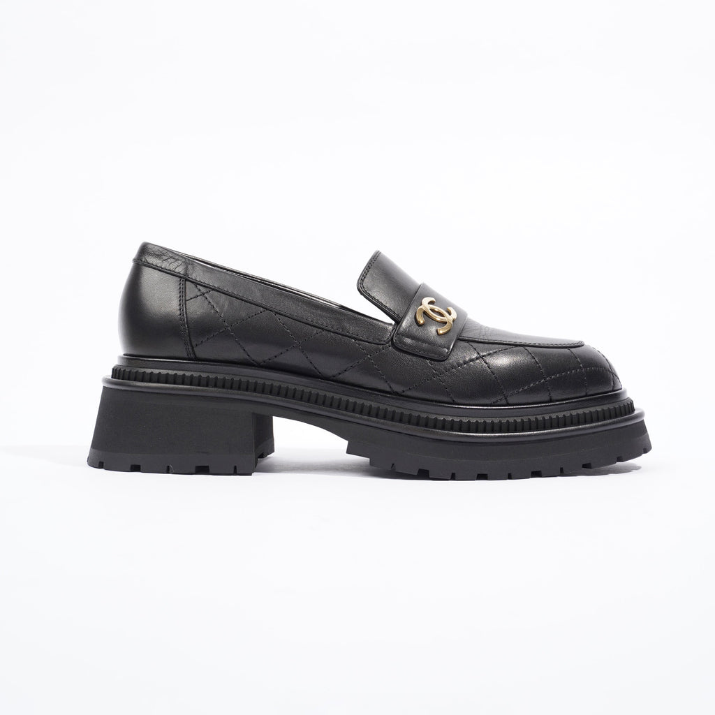 Chanel Womens Moccasins Black Leather EU 39 / UK 6