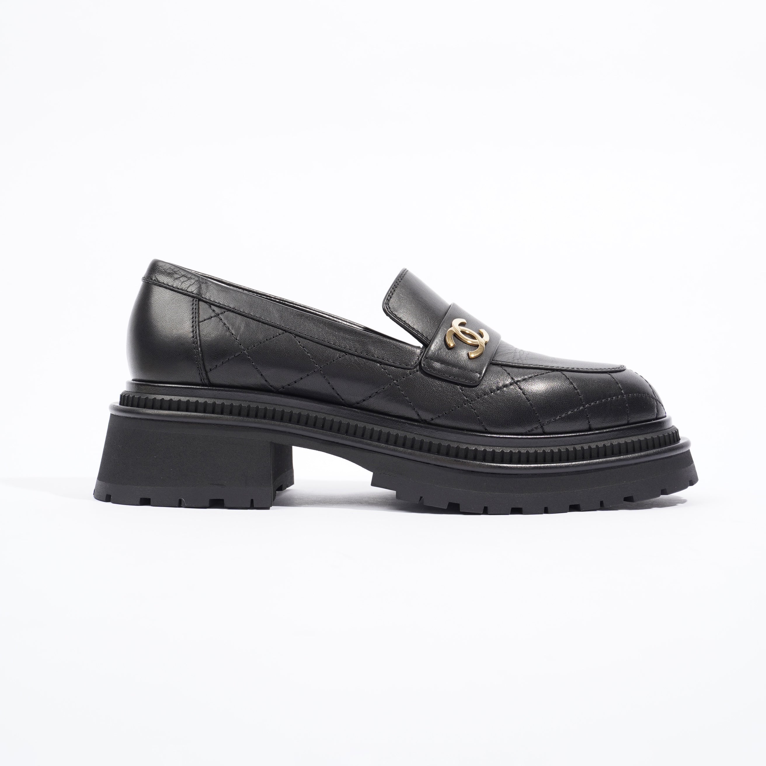 Chanel Womens Moccasins Black Leather EU 39 / UK 6