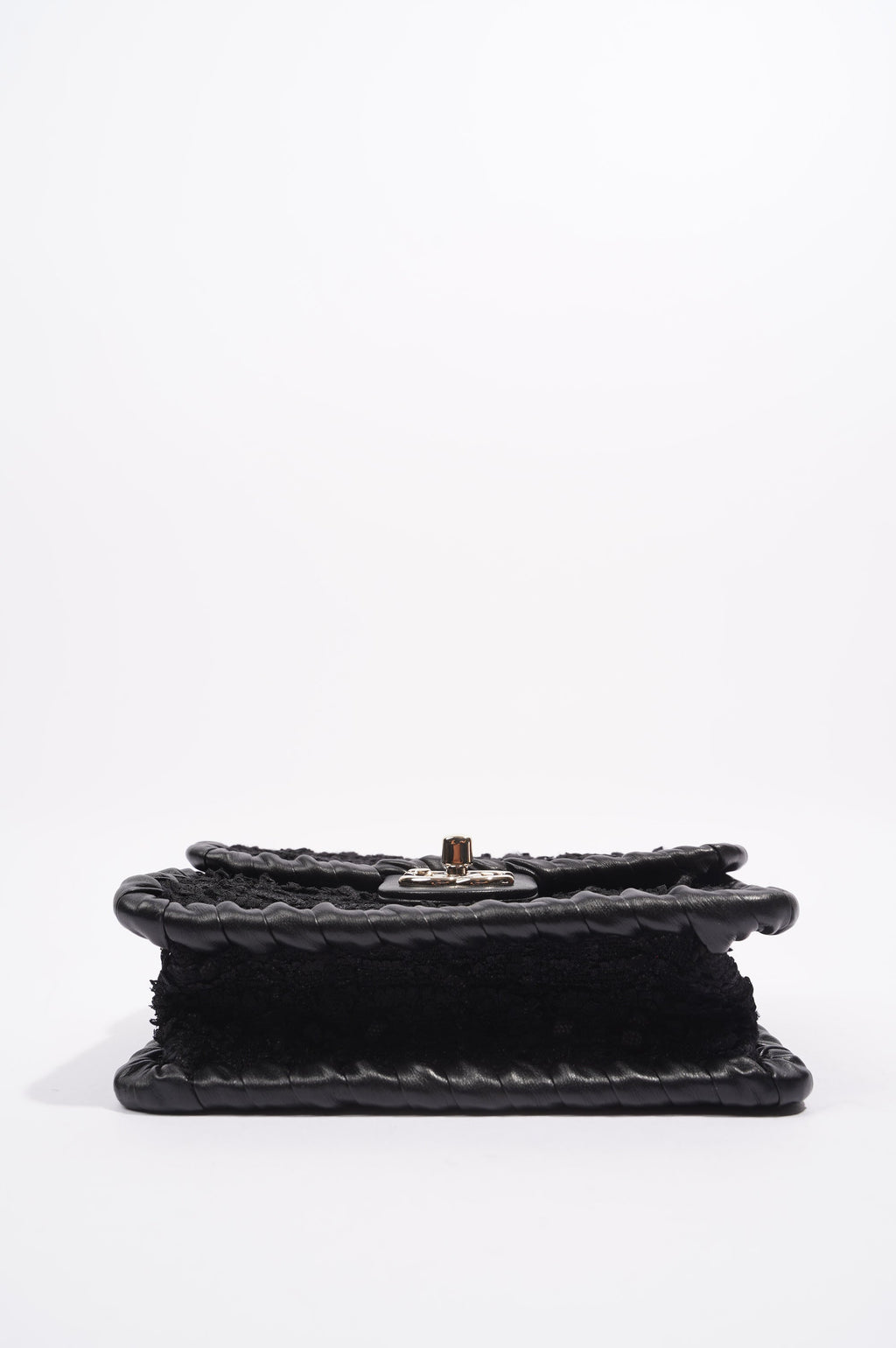 Chanel Womens Flap Bag Black Tweed Mini