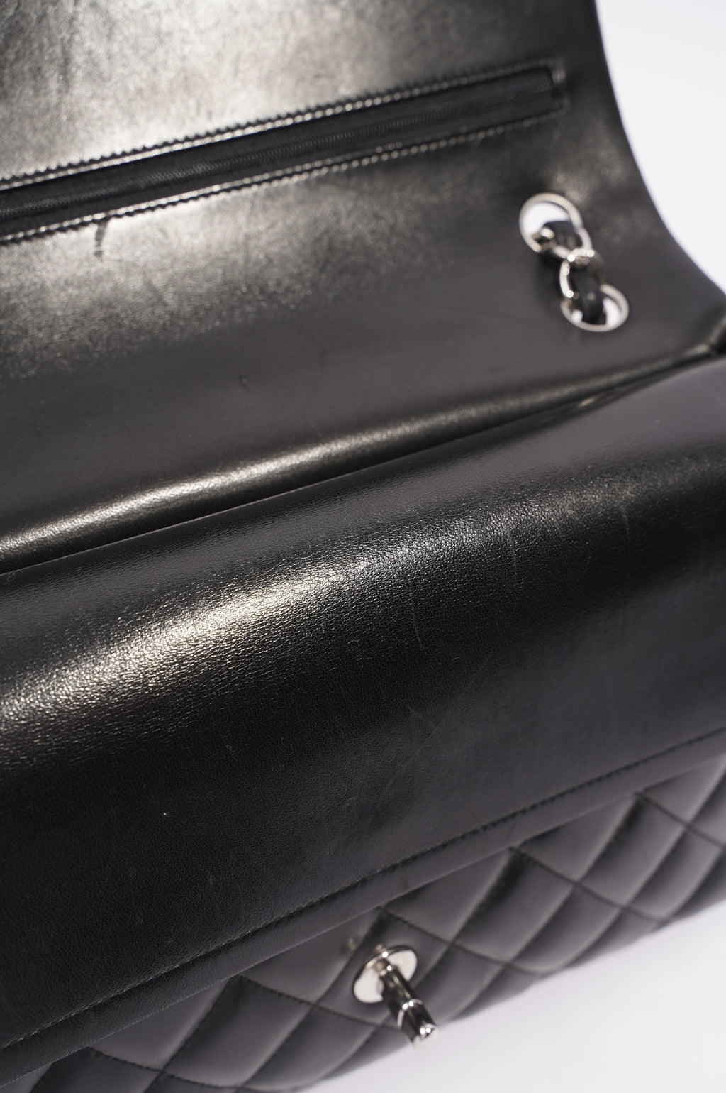 Chanel Double Flap Bag Black Lambskin Leather Large
