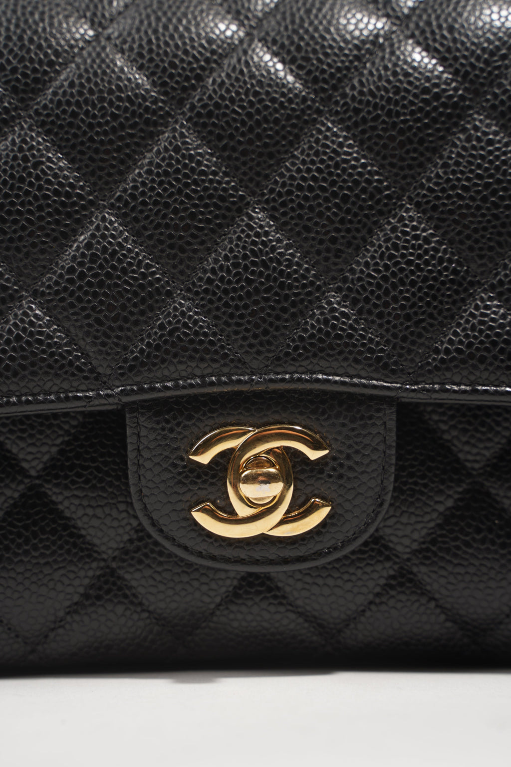 Chanel Womens Classic Flap Black Gold Medium