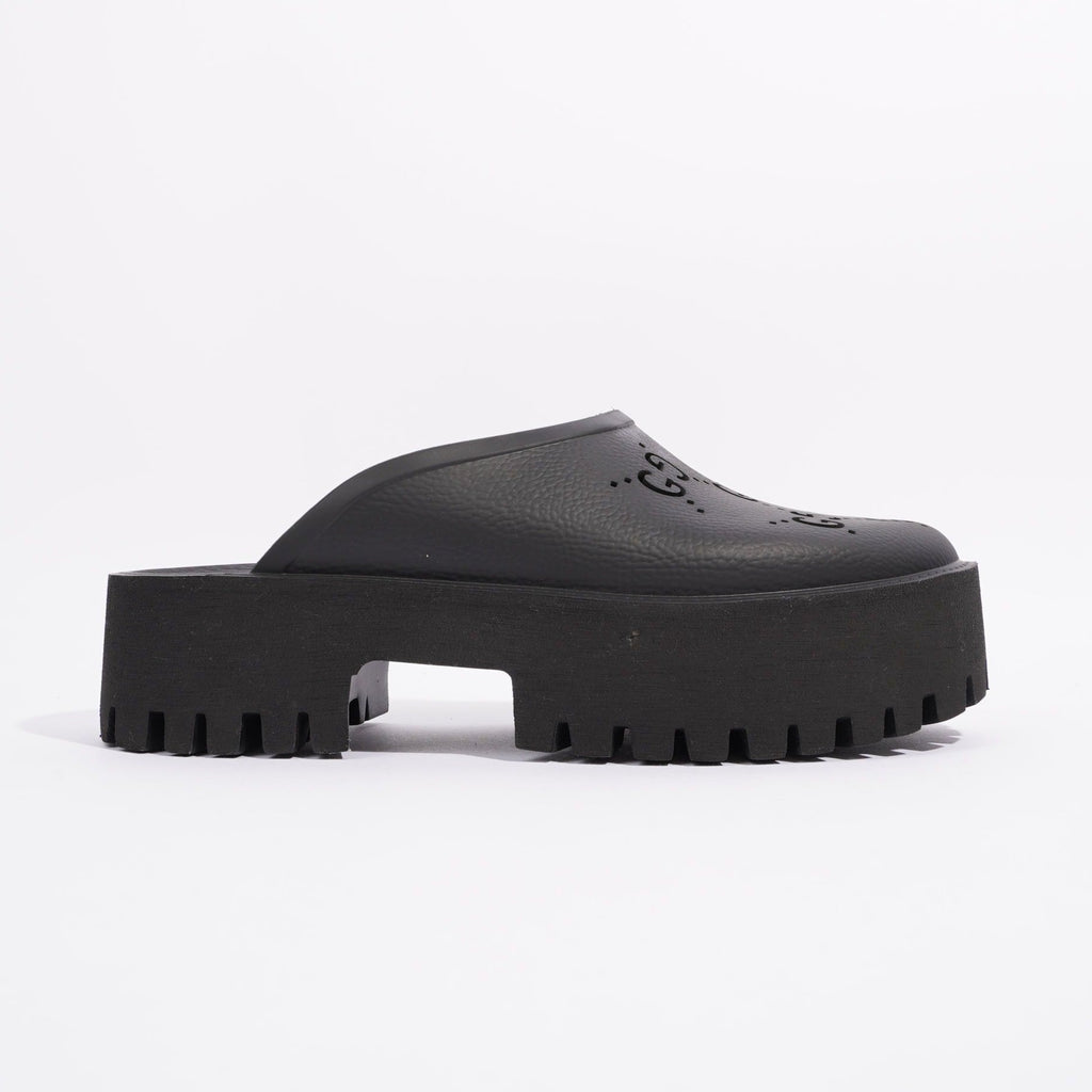 Gucci Womens Platform Perforated G Sandal Black EU 40 / UK 7