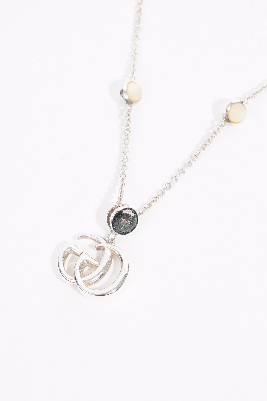 Gucci Mother of Pearl GG Necklace Sterling Silver
