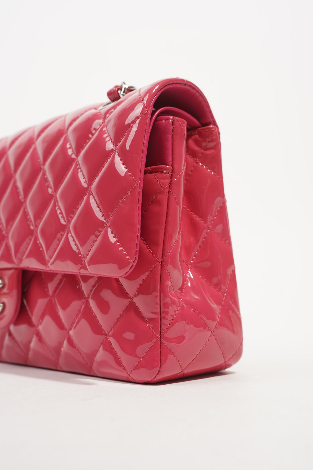 Chanel Womens Classic Flap Patent Pink Medium
