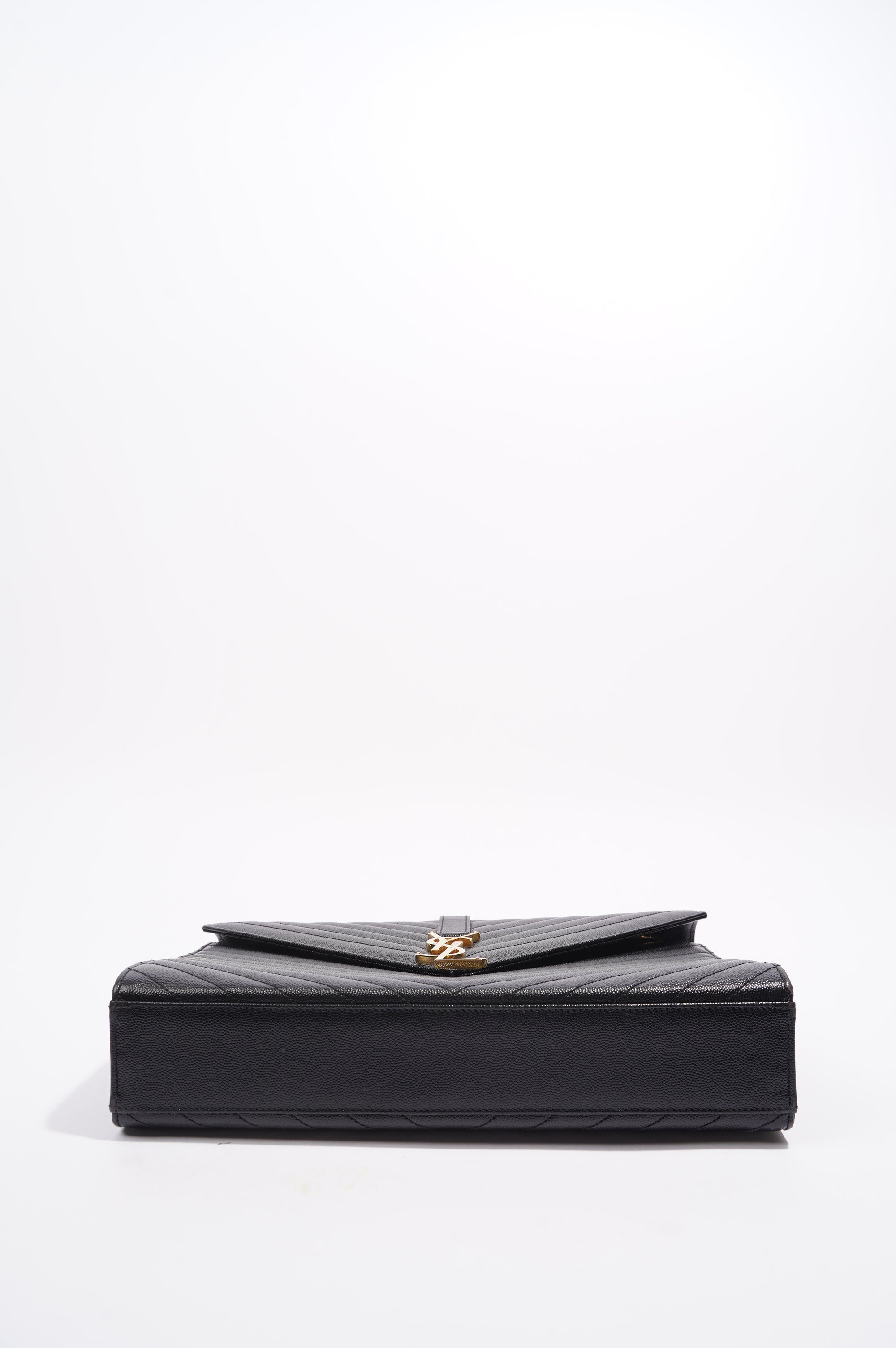 SAINT LAURENT WOMENS ENVELOPE BAG BLACK LEATHER LARGE