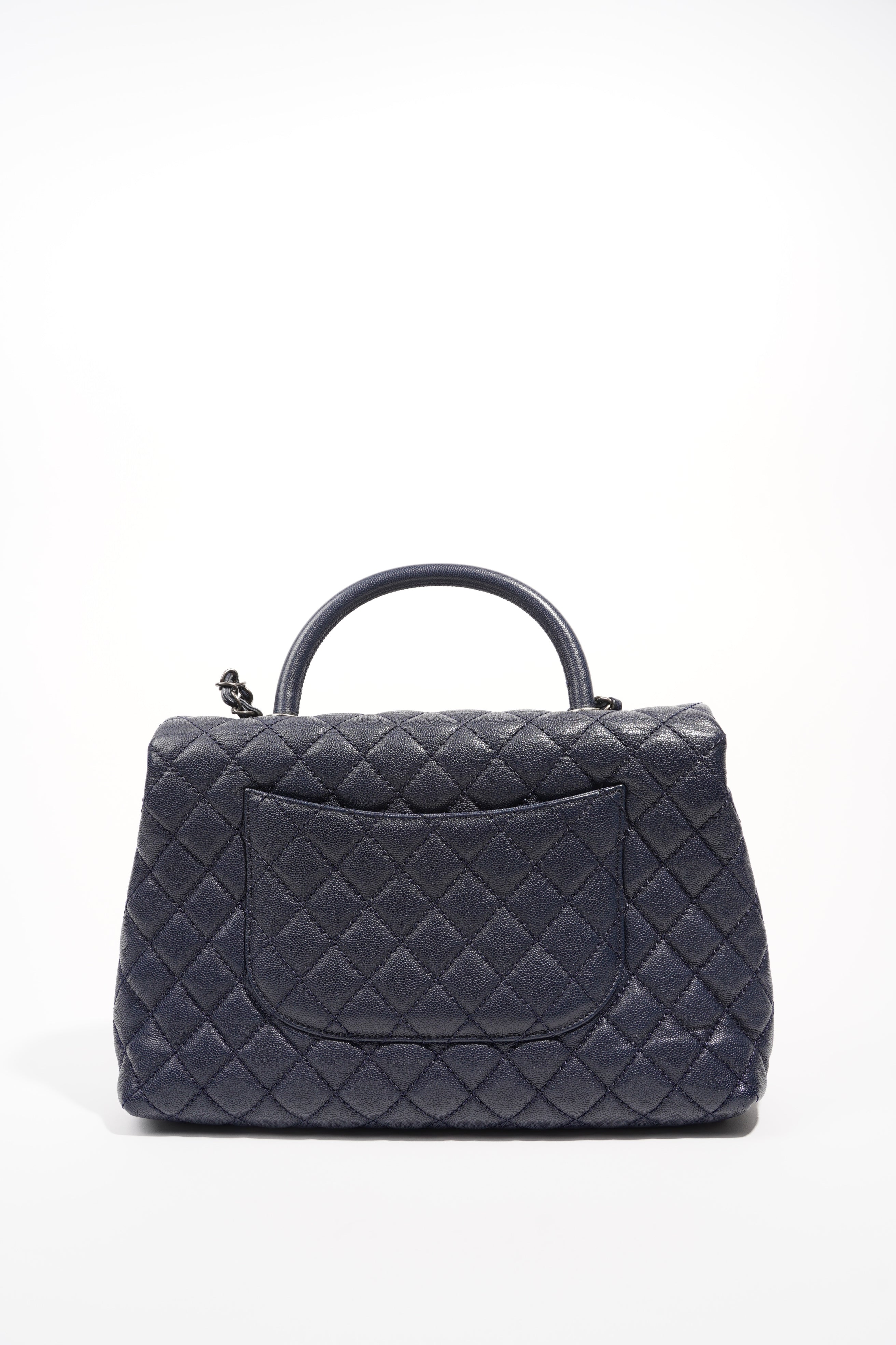 Chanel Womens Coco Top Handle Navy Large