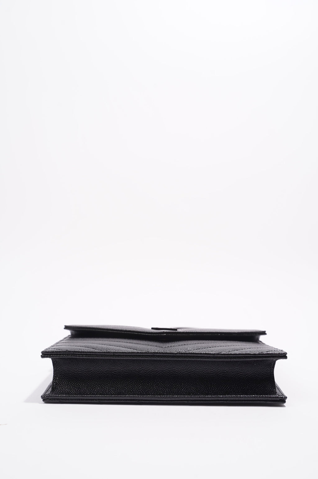 Saint Laurent Womens Cassandre Envelope Chain Bag Black Leather