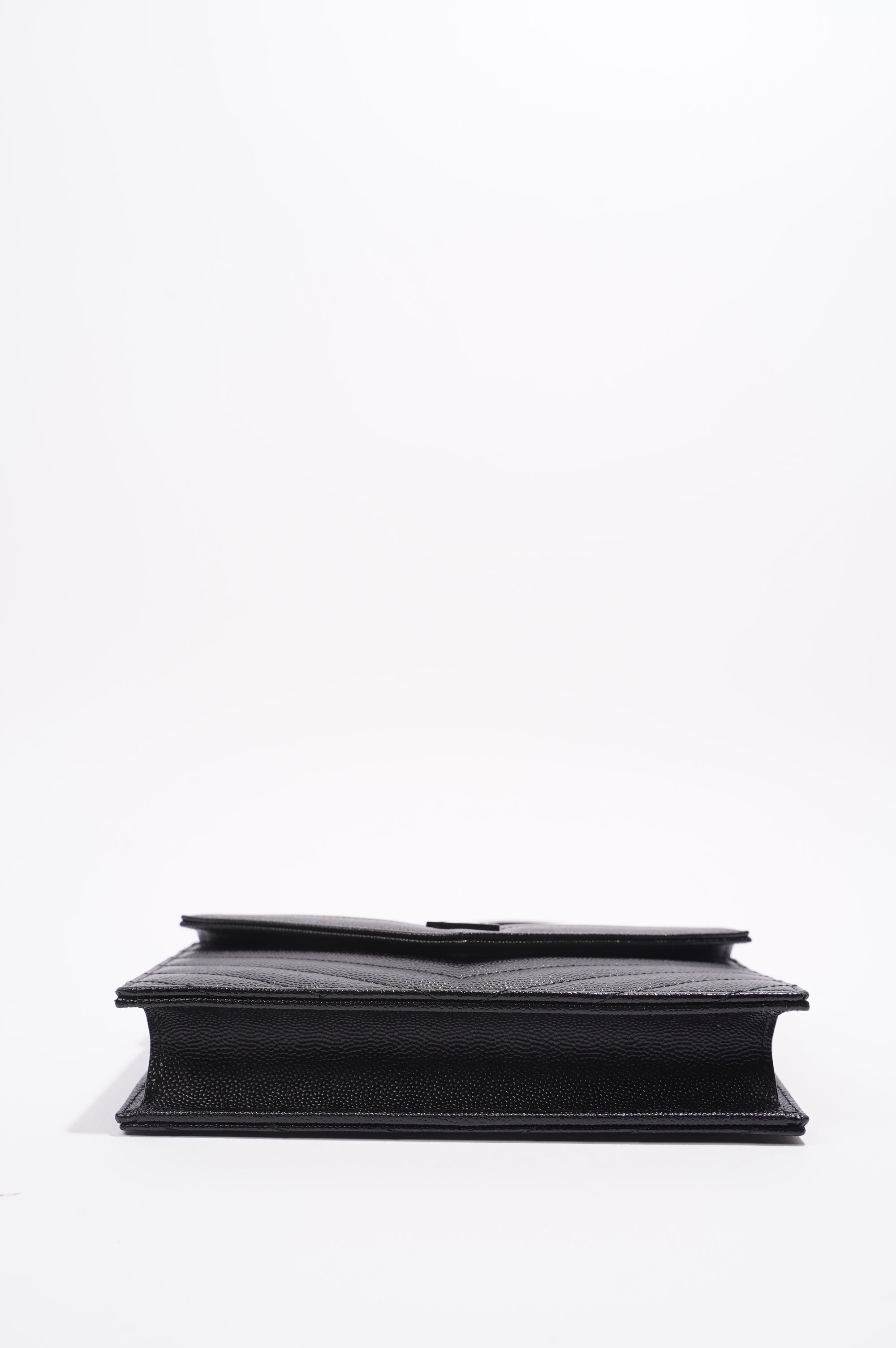 Saint Laurent Womens Cassandre Envelope Chain Bag Black Leather