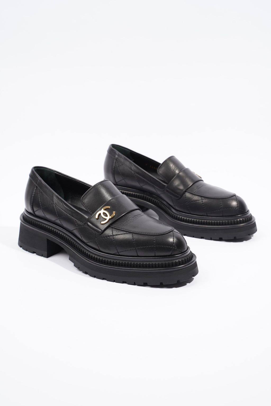 Chanel Womens Moccasins Black Leather EU 39 / UK 6