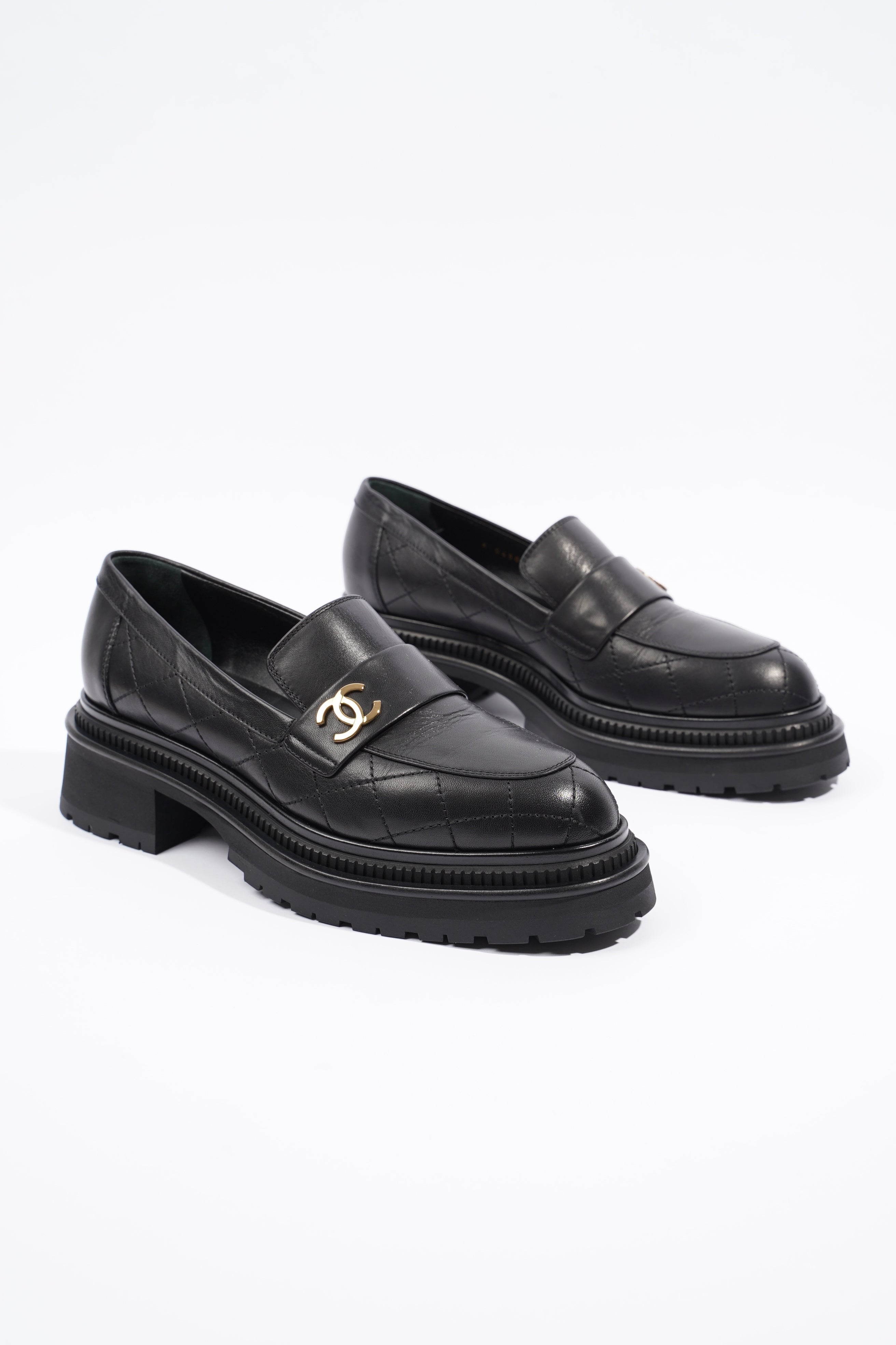 Chanel Womens Moccasins Black Leather EU 39 / UK 6