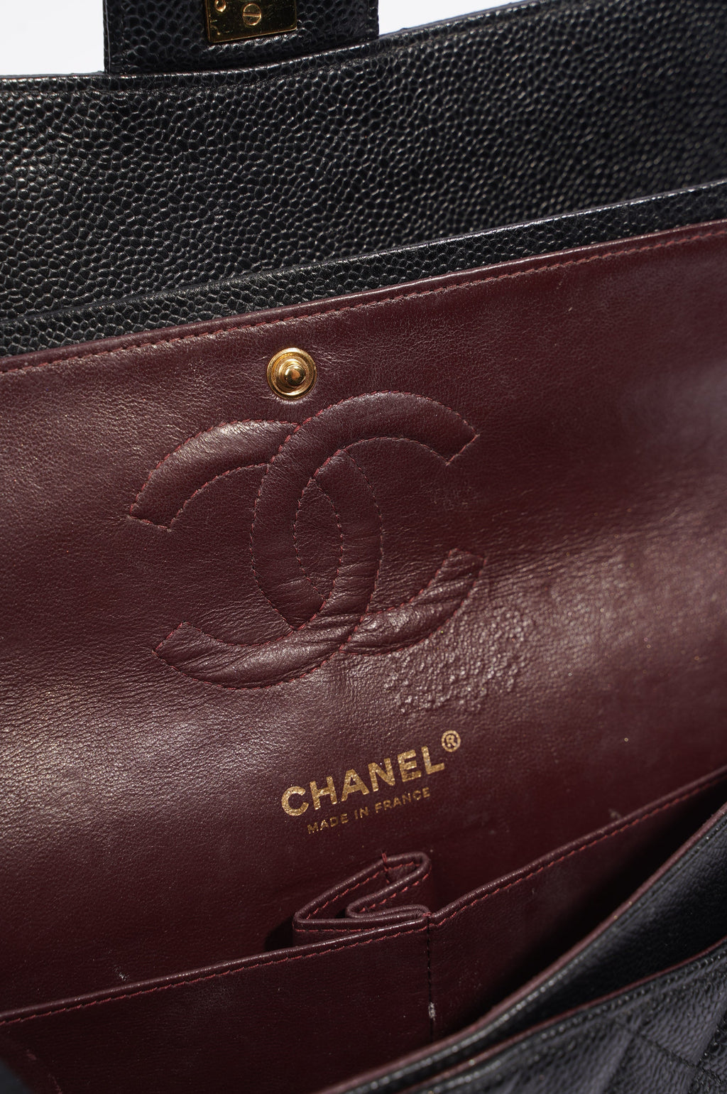Chanel Womens Classic Flap Black Caviar Medium