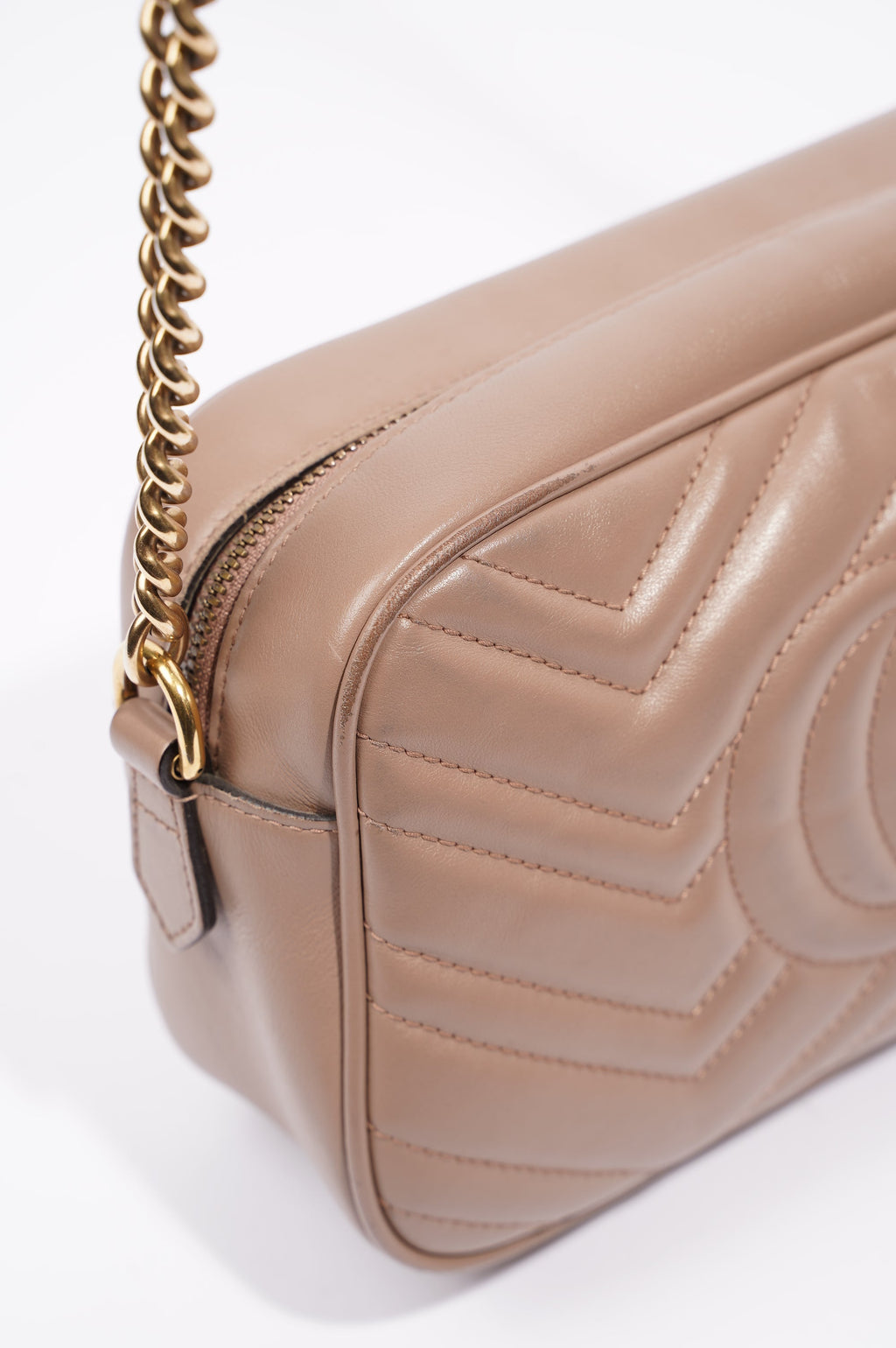 Gucci Womens Marmont Zip Nude / Gold Small