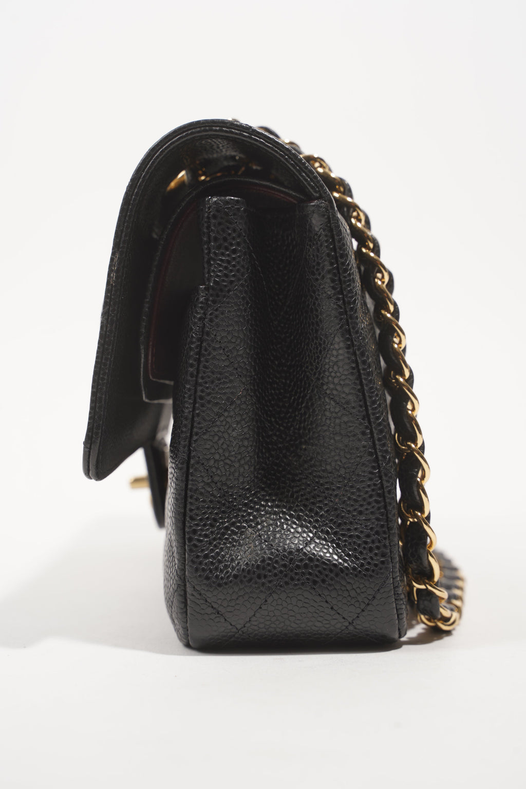 Chanel Womens Classic Flap Black Gold Medium