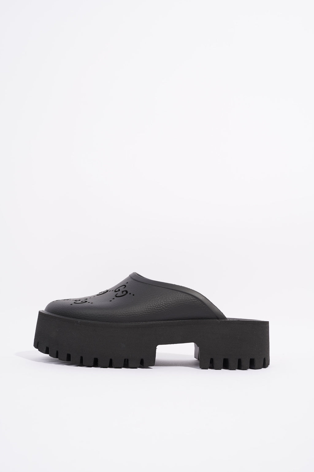 Gucci Womens Platform Perforated G Sandal Black EU 40 / UK 7