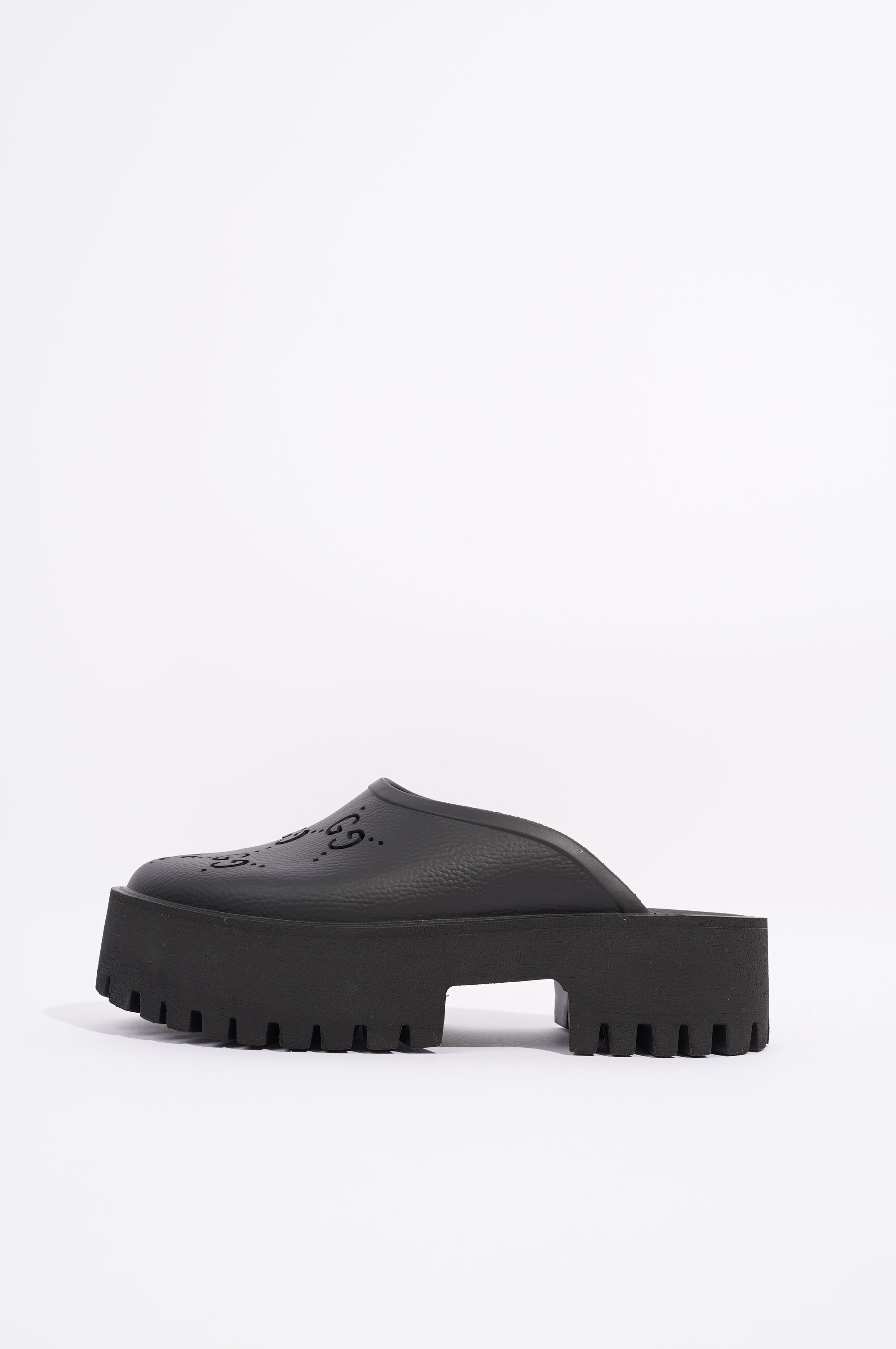 Gucci Womens Platform Perforated G Sandal Black EU 40 / UK 7
