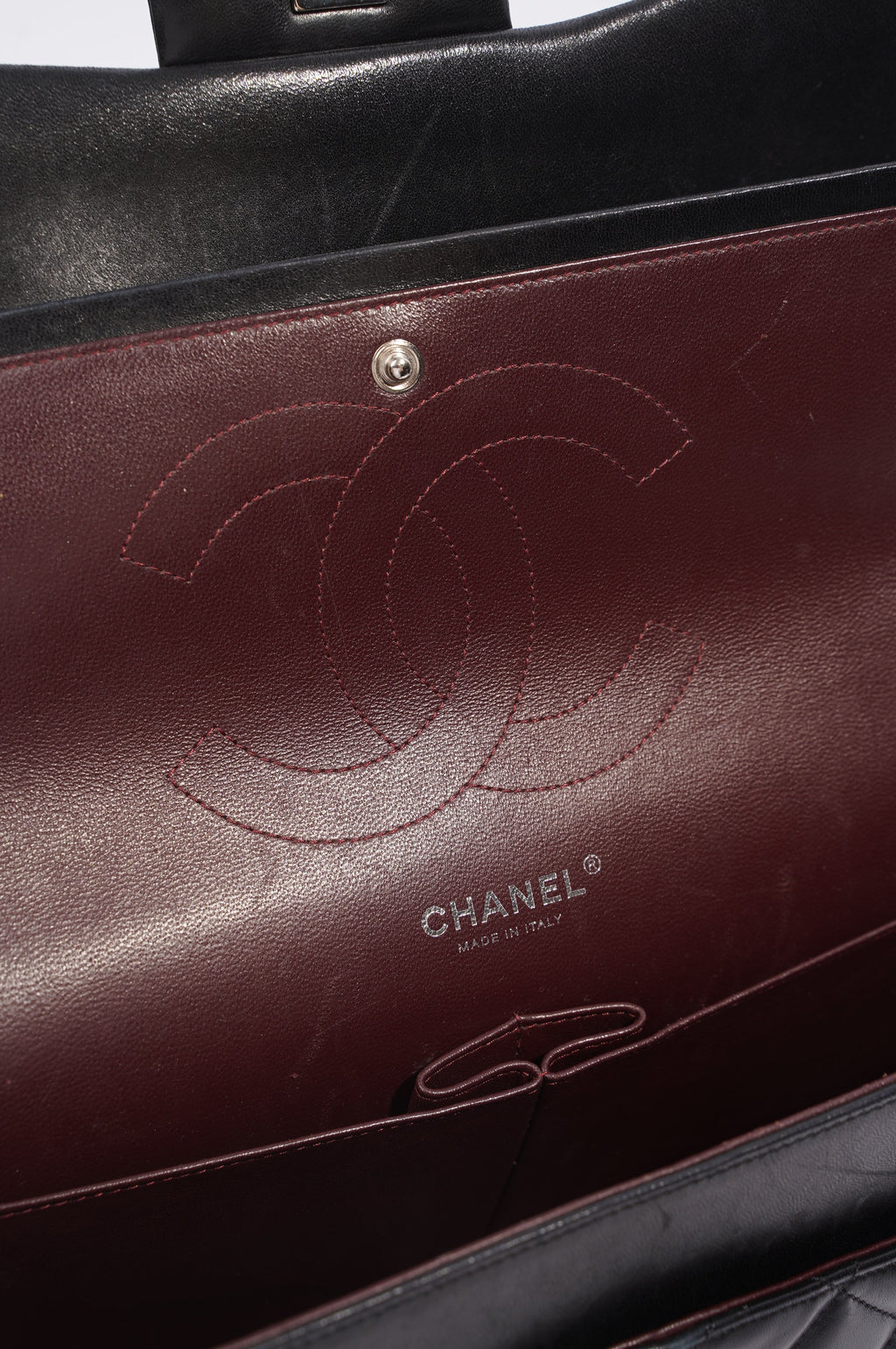 Chanel Double Flap Bag Black Lambskin Leather Large