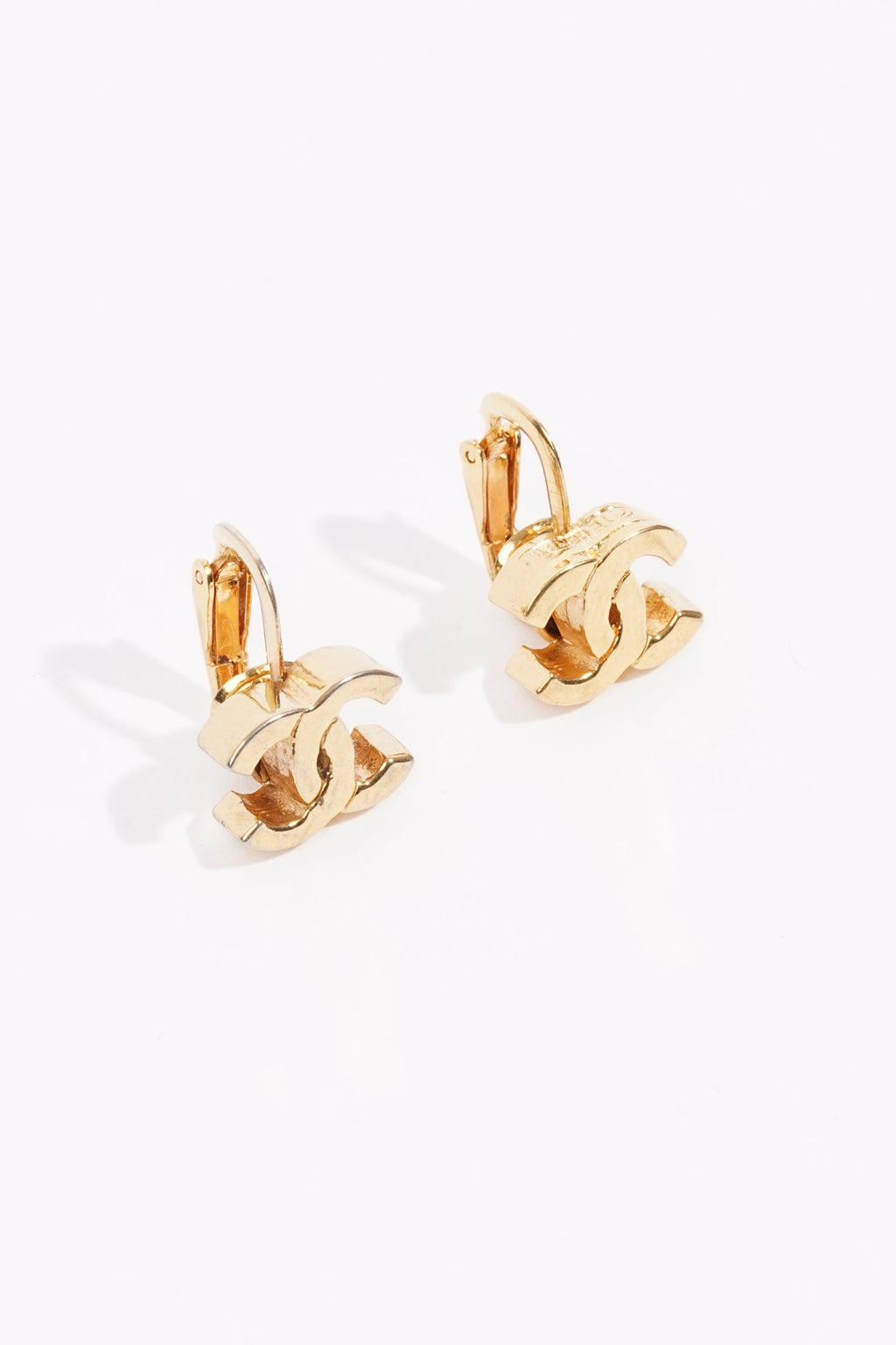 Chanel Logo Earrings Gold Gold Plated