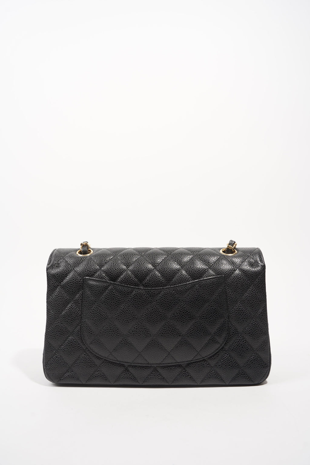 Chanel Womens Classic Flap Black Gold Medium