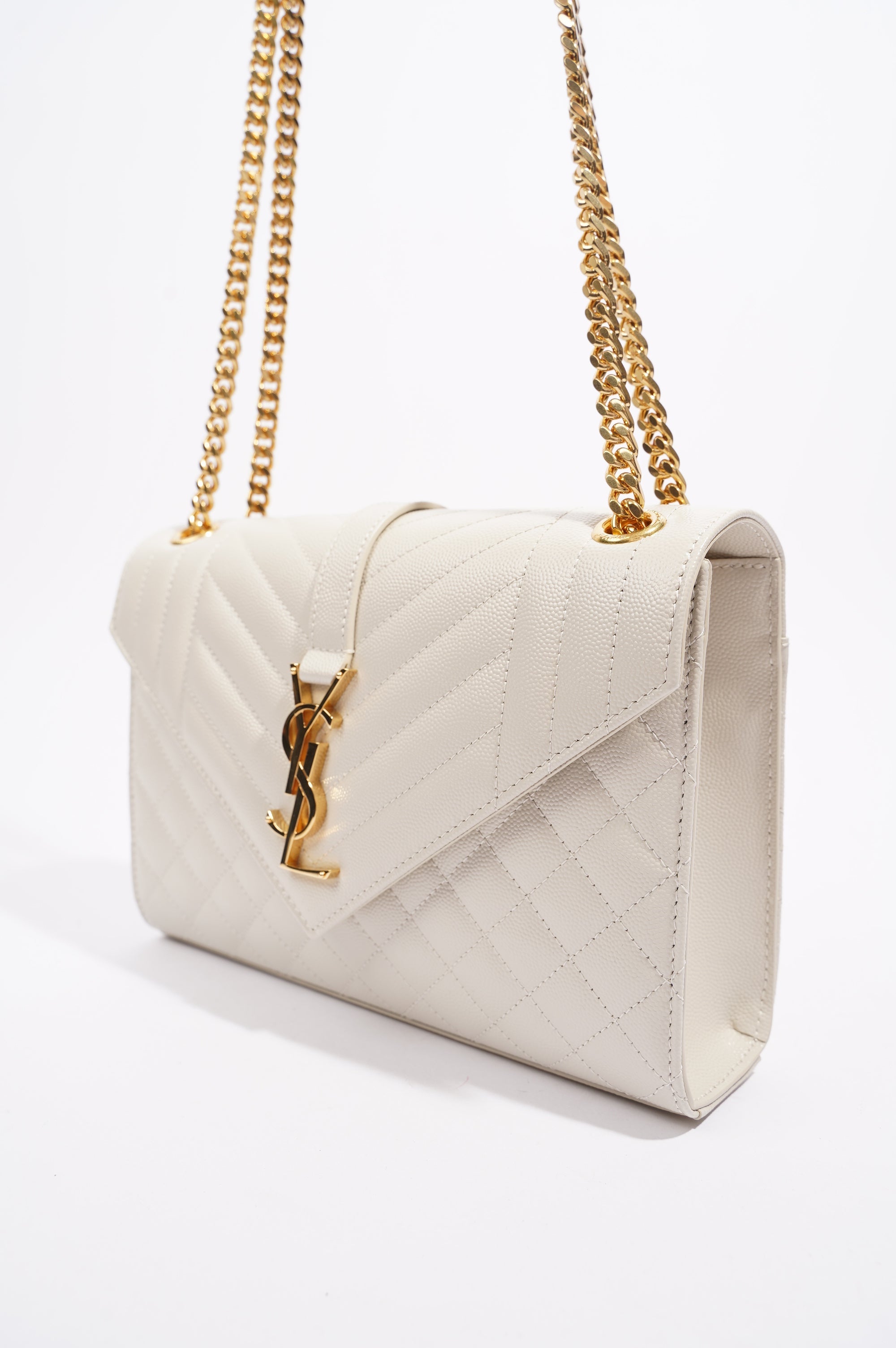 Saint Laurent Womens Envelope Medium Bag Cream