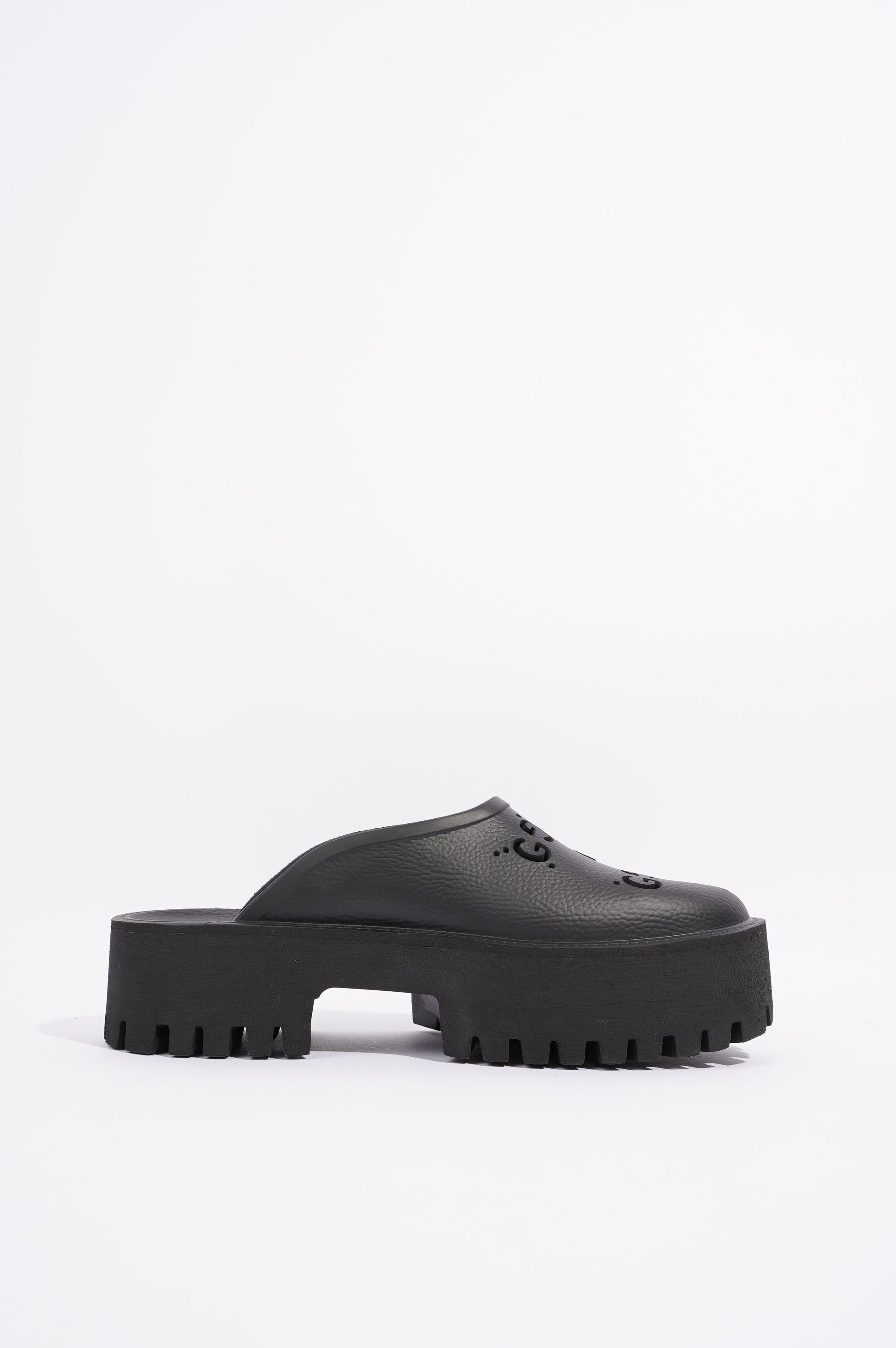 Gucci Womens Platform Perforated G Sandal Black EU 40 / UK 7