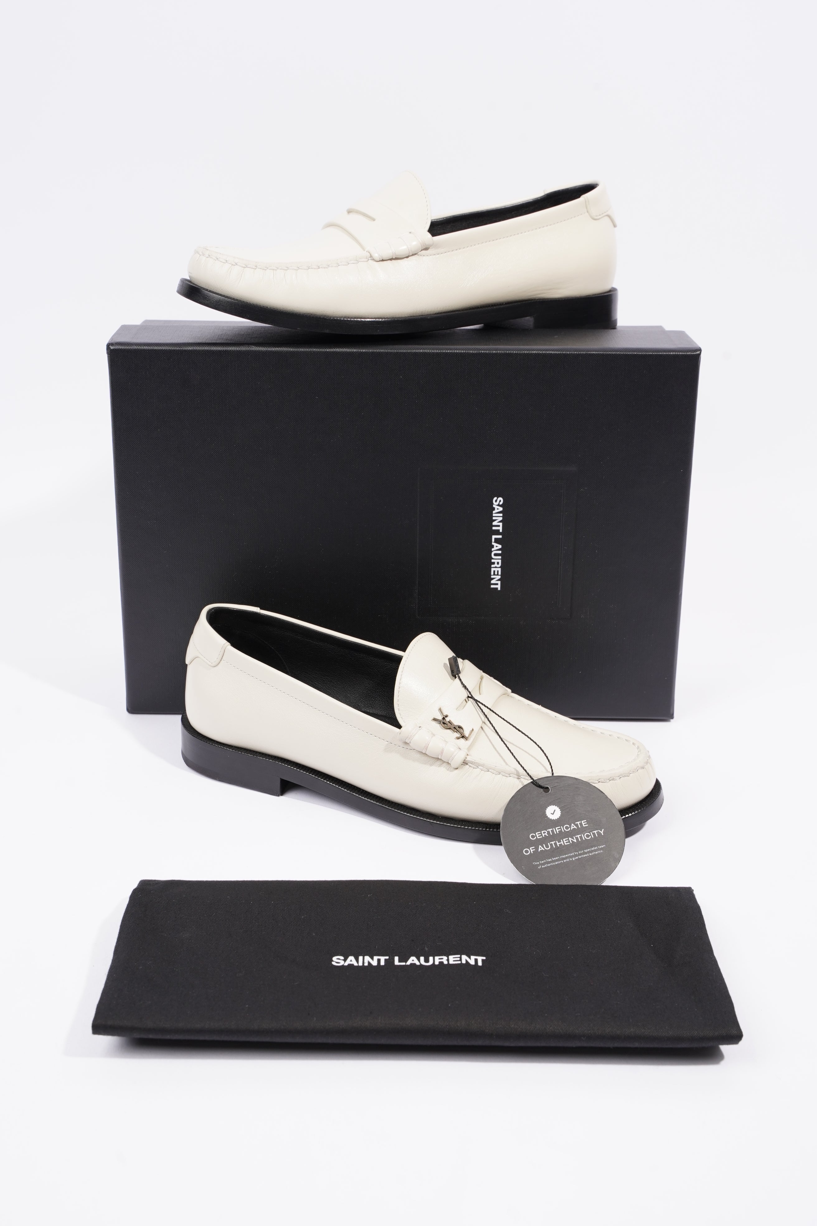 Saint Laurent Womens Le Loafer 15 Mocassin White / Black EU 37.5 / UK 4.5