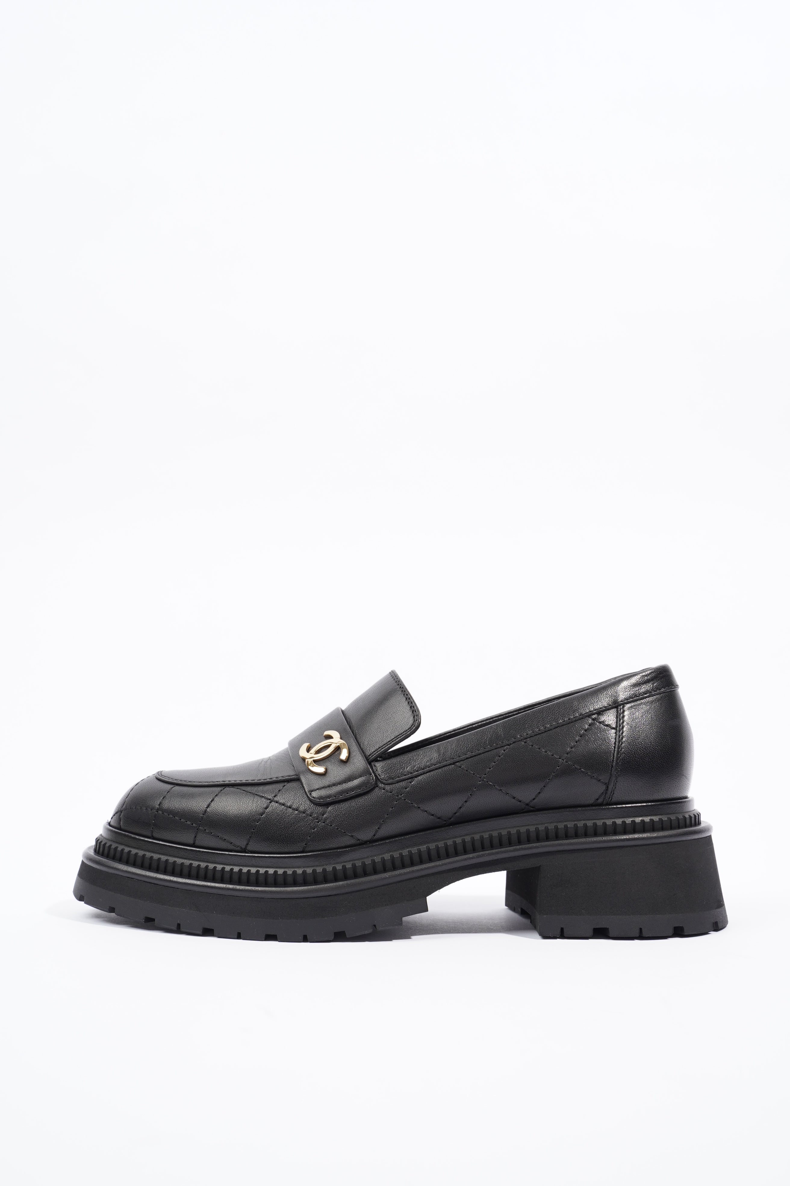 Chanel Womens Moccasins Black Leather EU 39 / UK 6