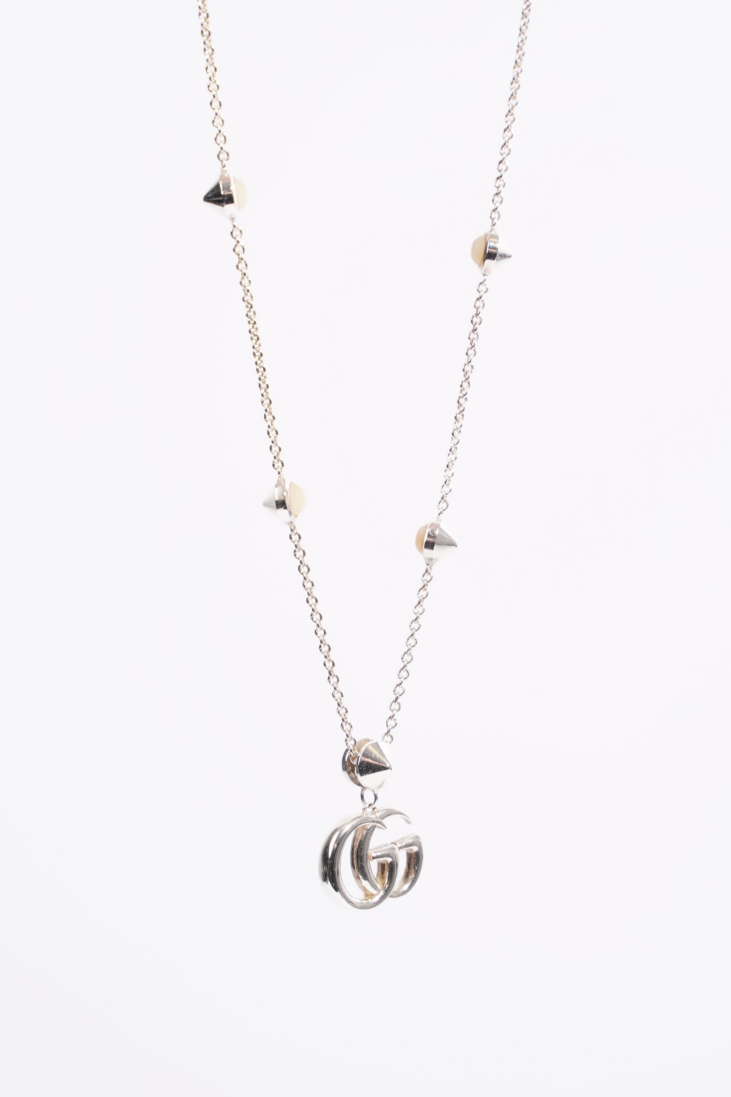 Gucci Mother of Pearl GG Necklace Sterling Silver