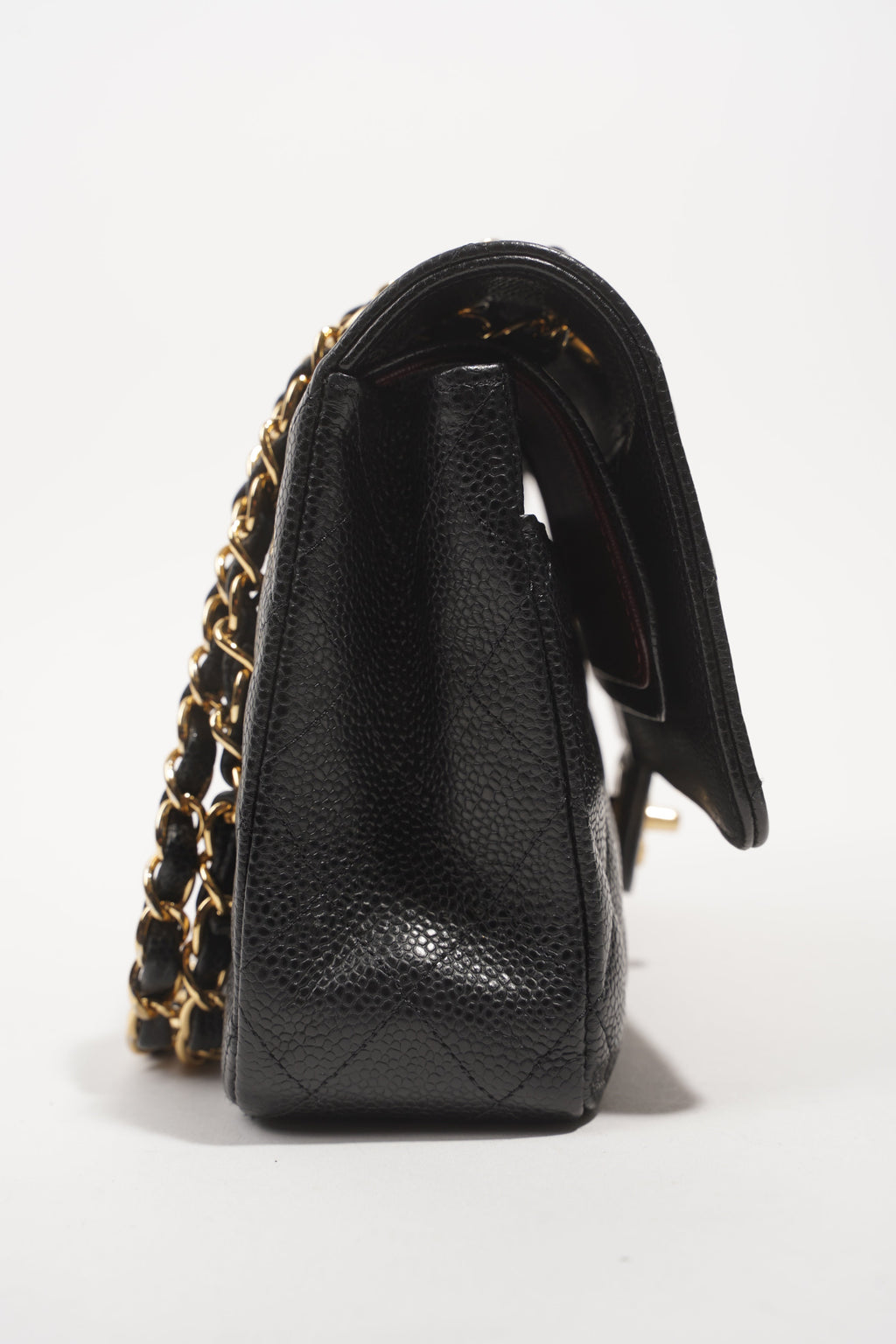 Chanel Womens Classic Flap Black Gold Medium