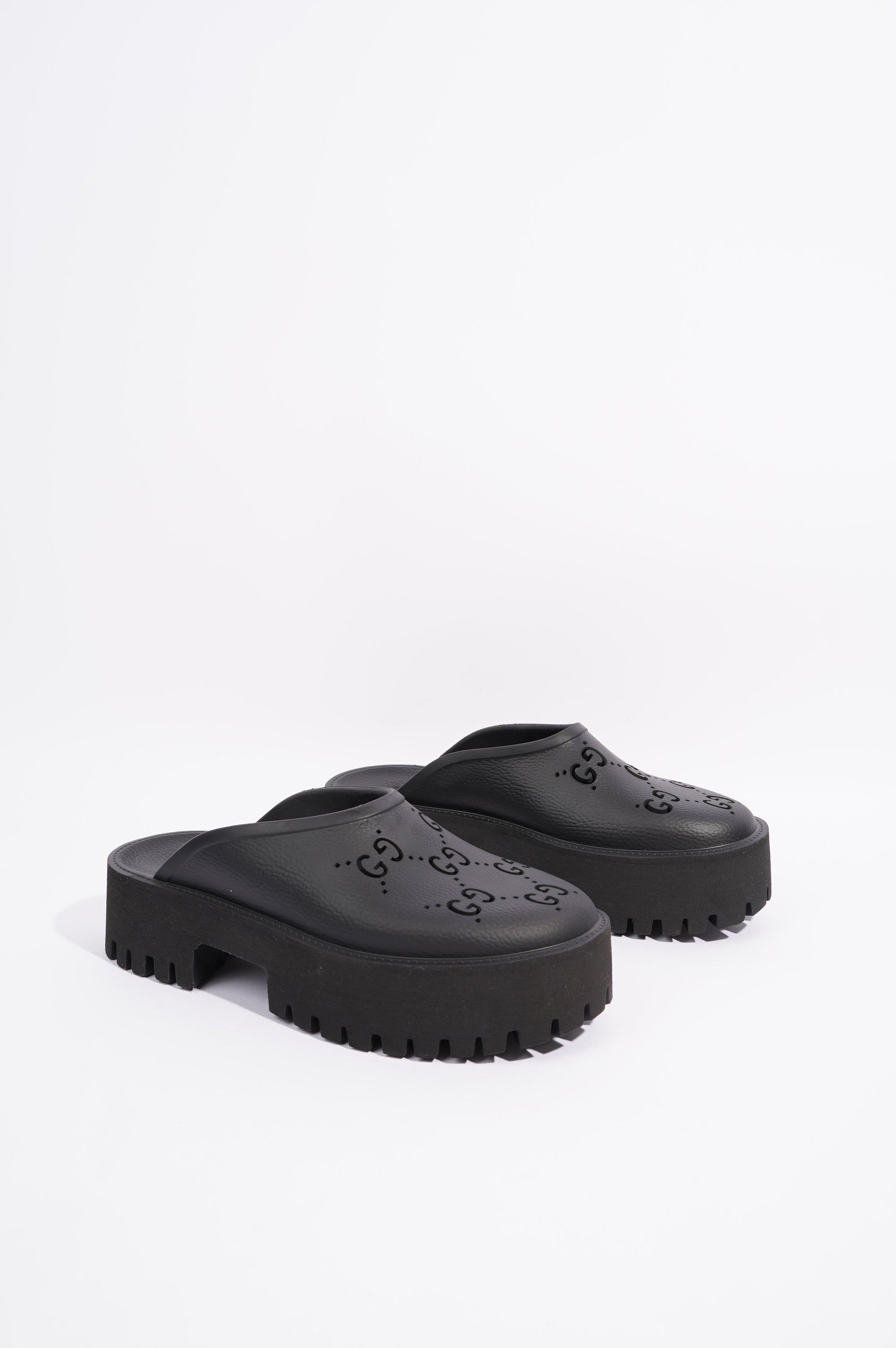 Gucci Womens Platform Perforated G Sandal Black EU 40 / UK 7