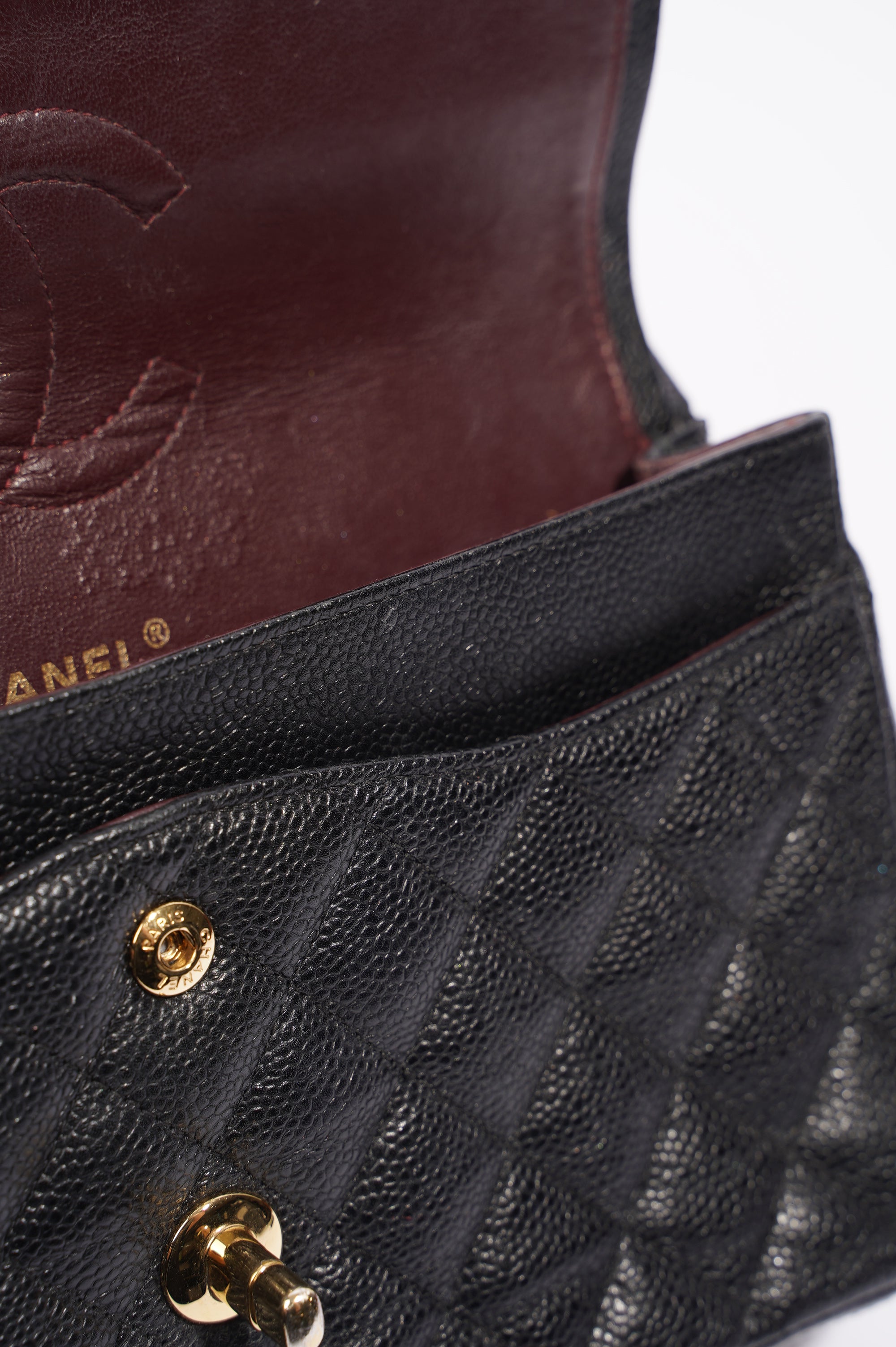 Chanel Womens Classic Flap Black Caviar Medium