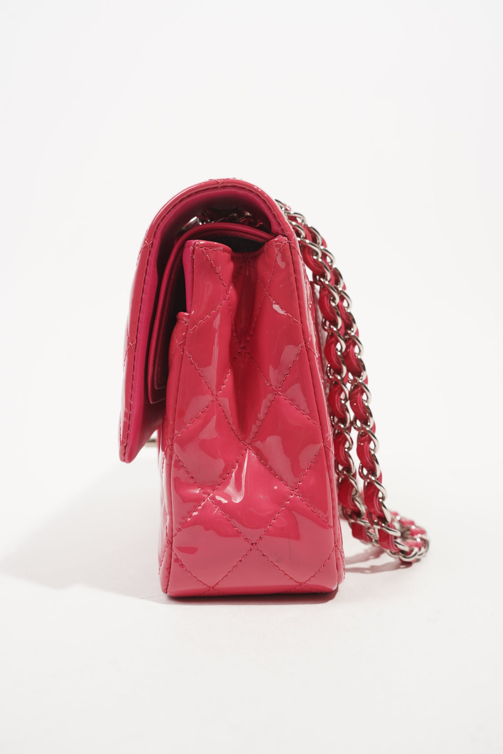 Chanel Womens Classic Flap Patent Pink Medium