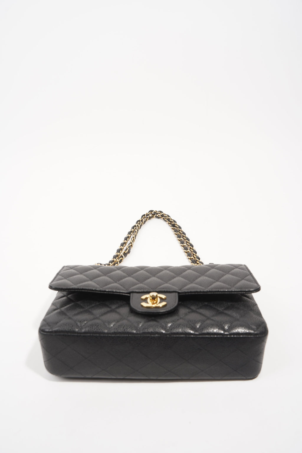 Chanel Womens Classic Flap Black Gold Medium