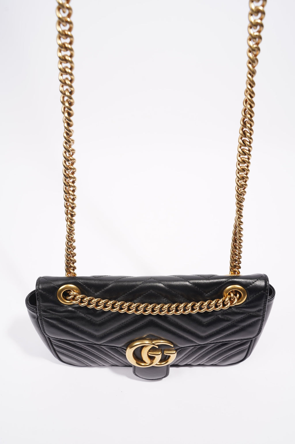Gucci Marmont GG Flap Bag Black Leather Small